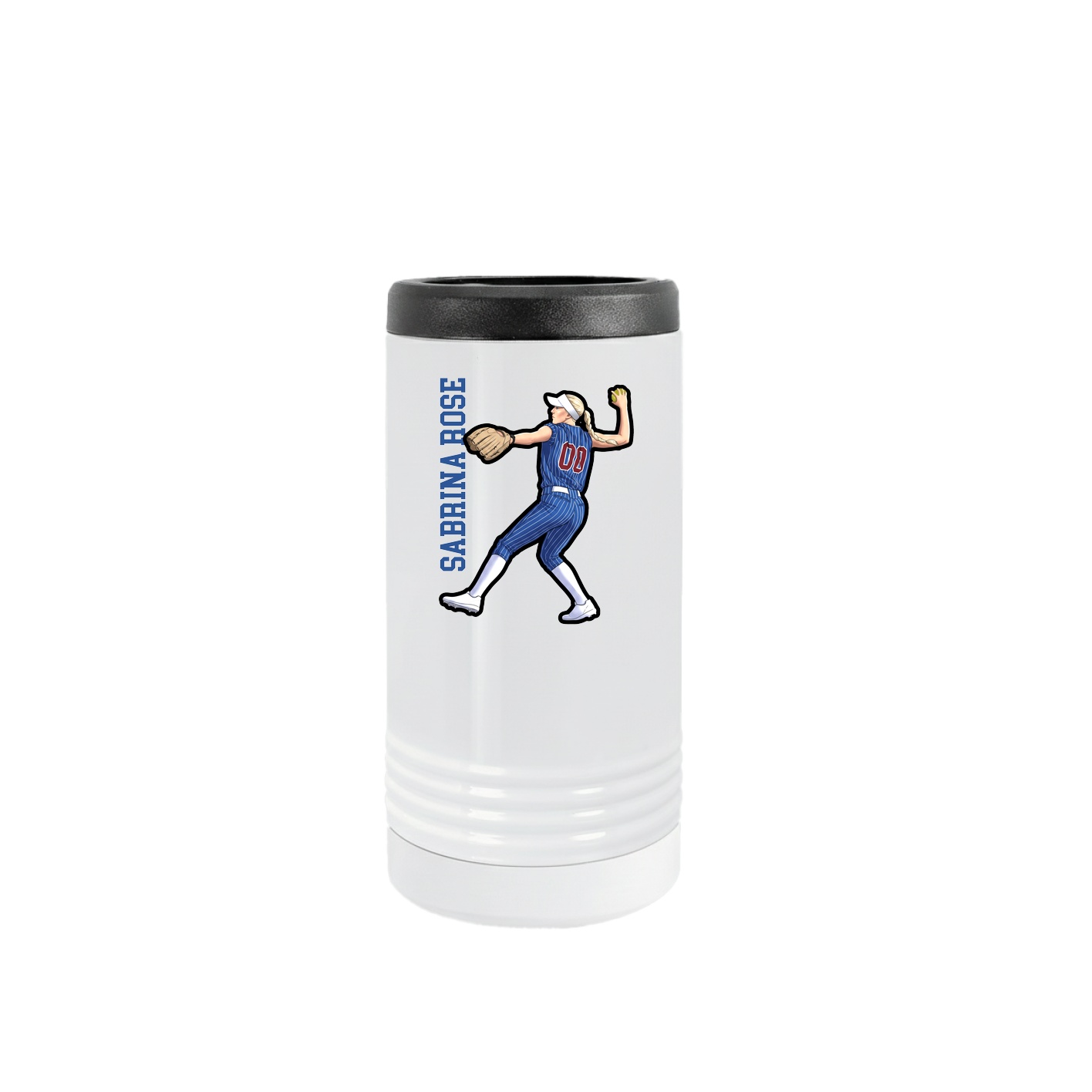 Slim Beverage Holder — Name Vertical in White