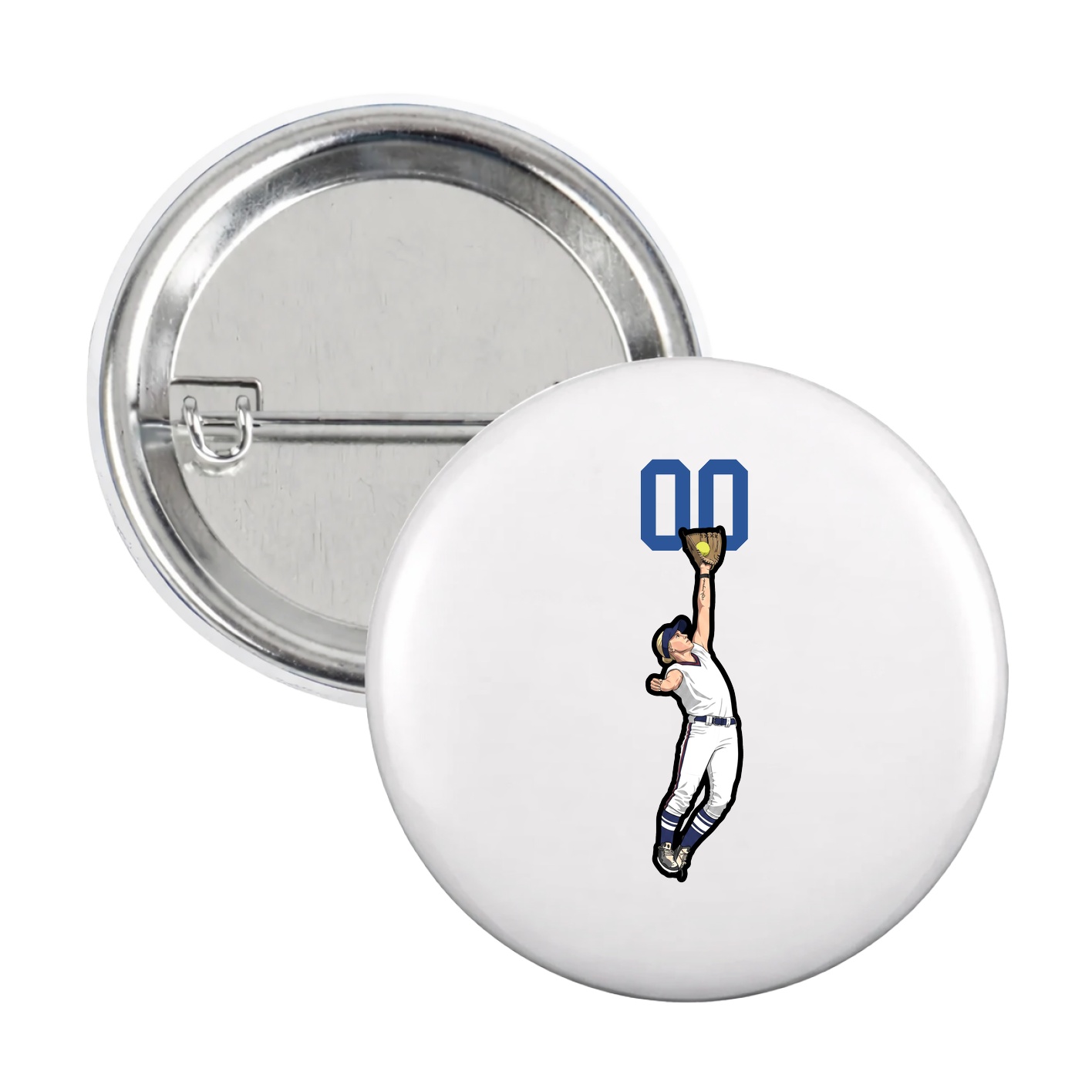 Game Day Button — Number Top in White