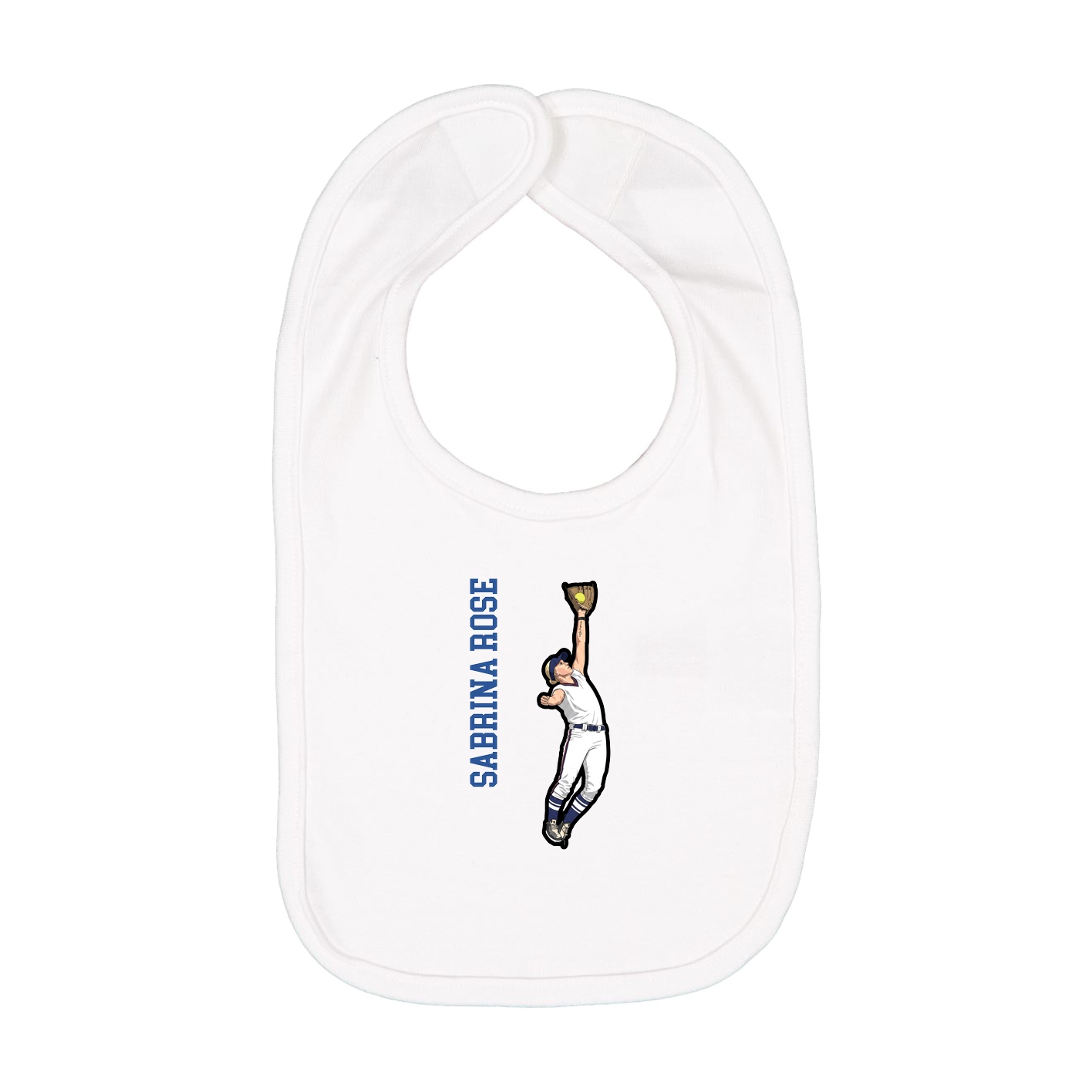 Infant Bib — Name Vertical in White