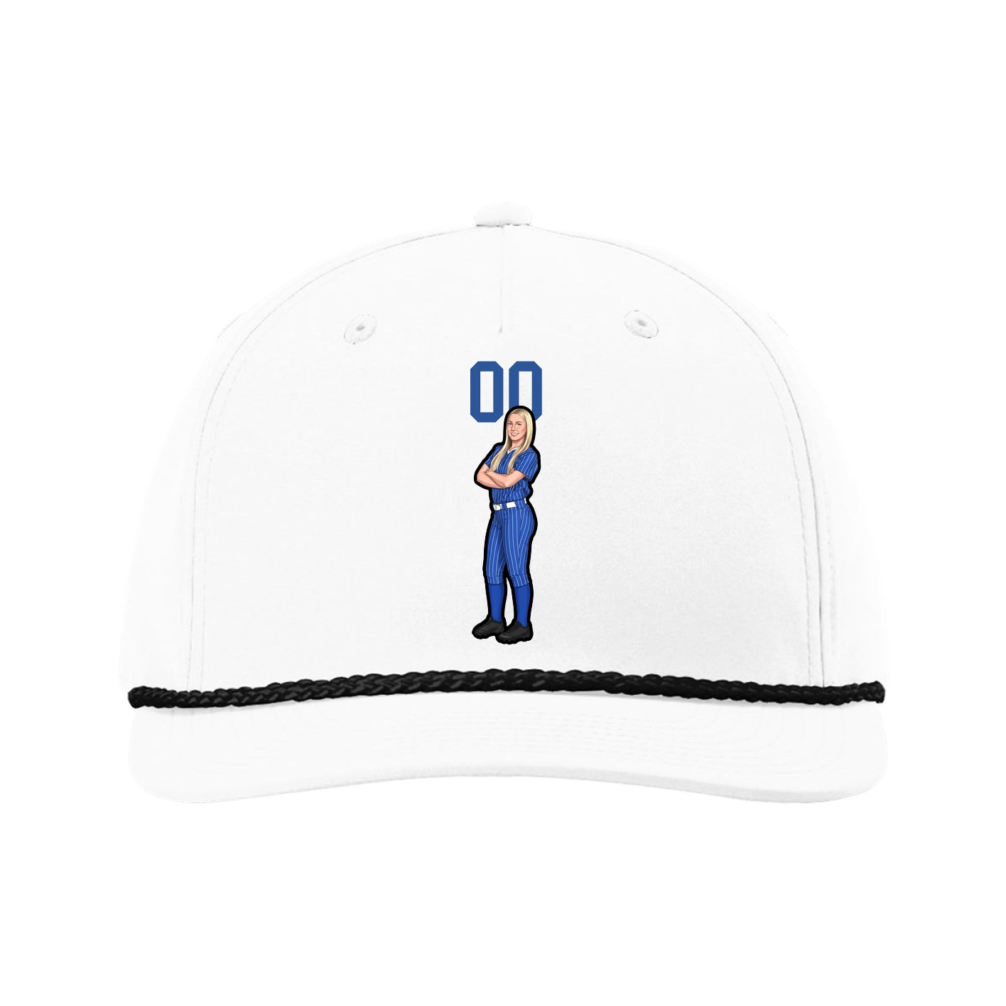 Five-Panel Classic Rope Cap — Number Top in White