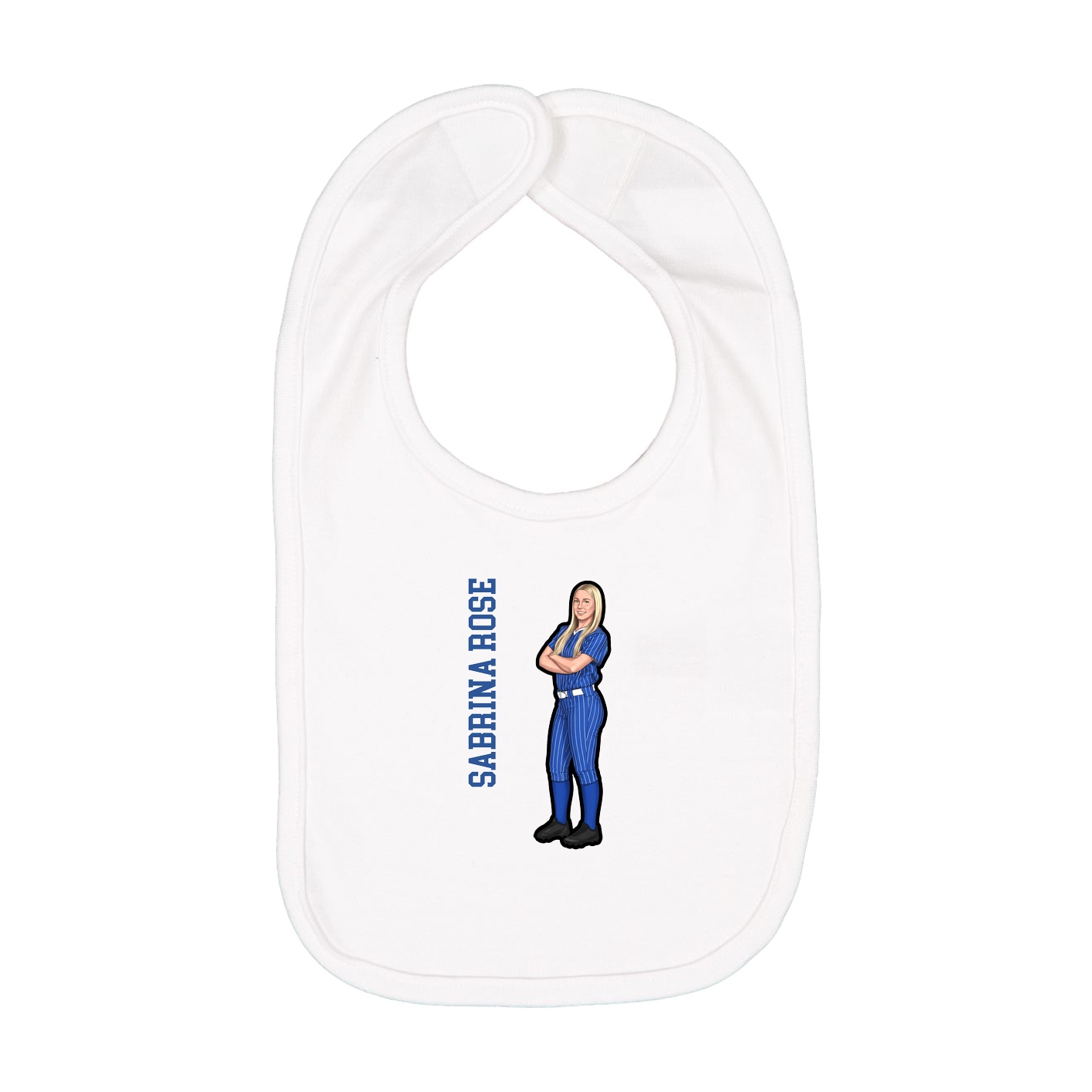 Infant Bib — Name Vertical in White