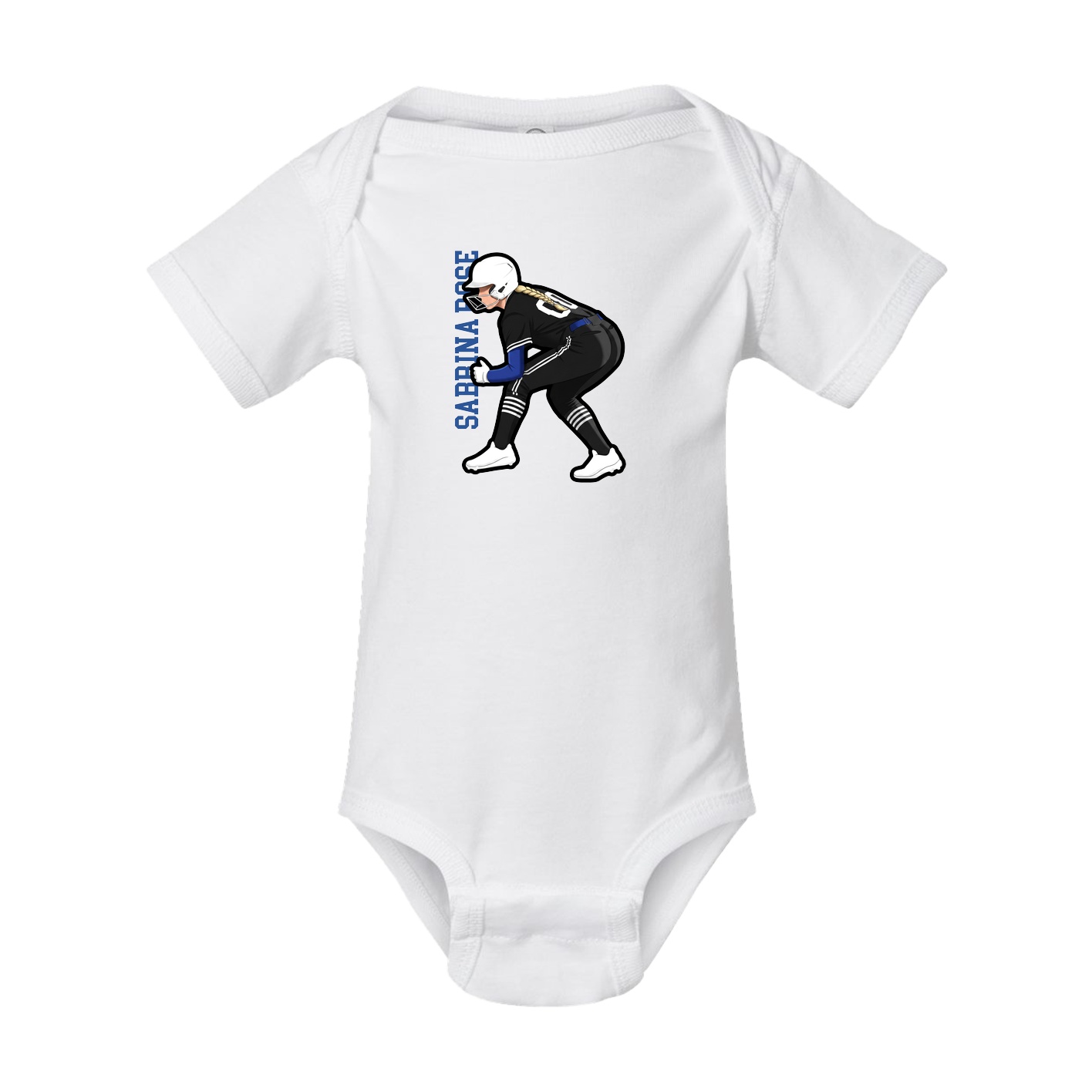 Baby Onesie — Name Vertical in White