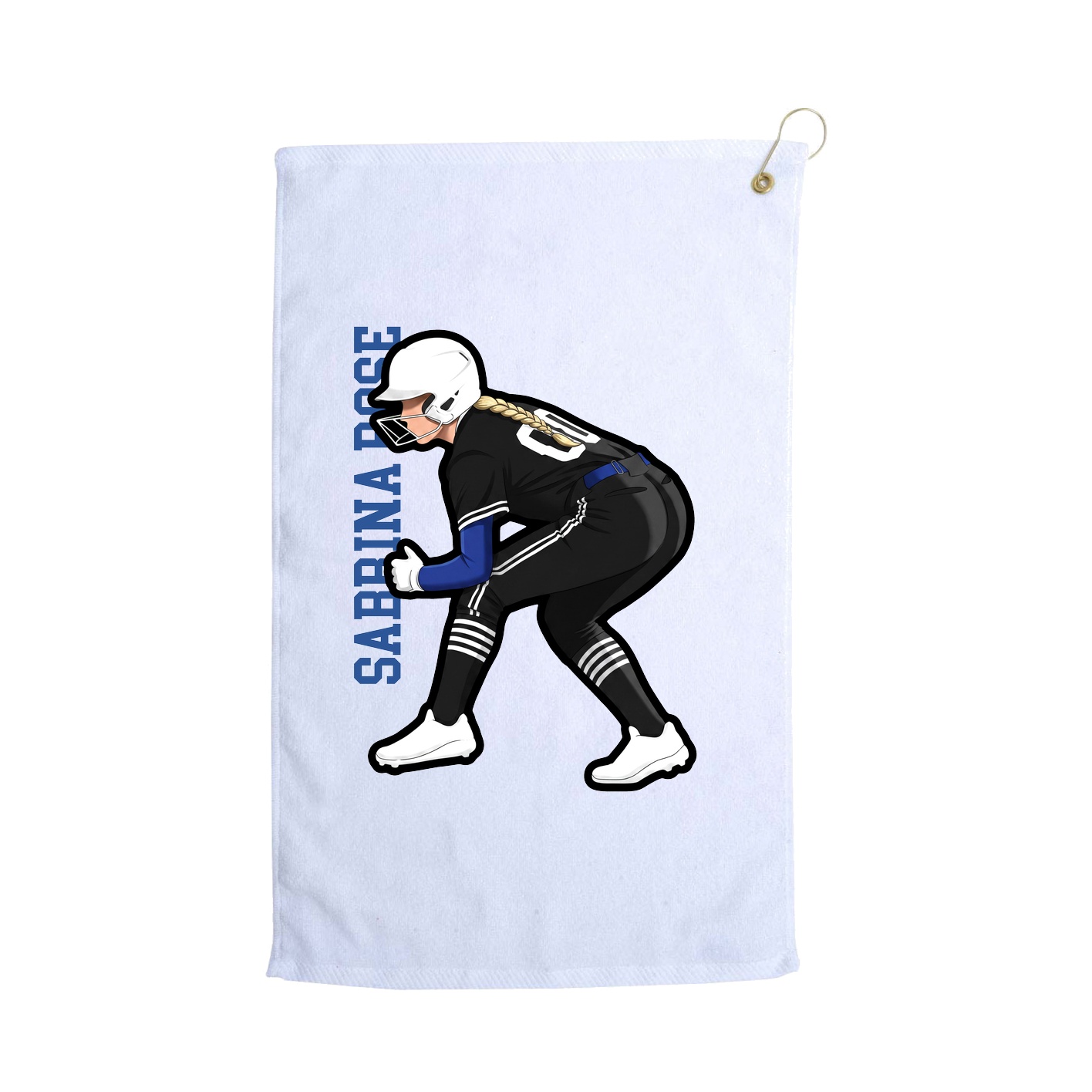 Golf Towel — Name Vertical in White