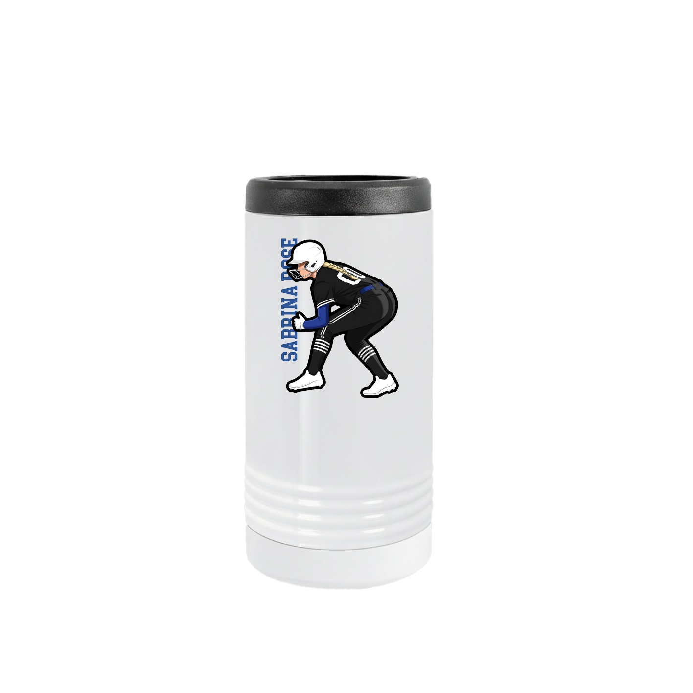 Slim Beverage Holder — Name Vertical in White