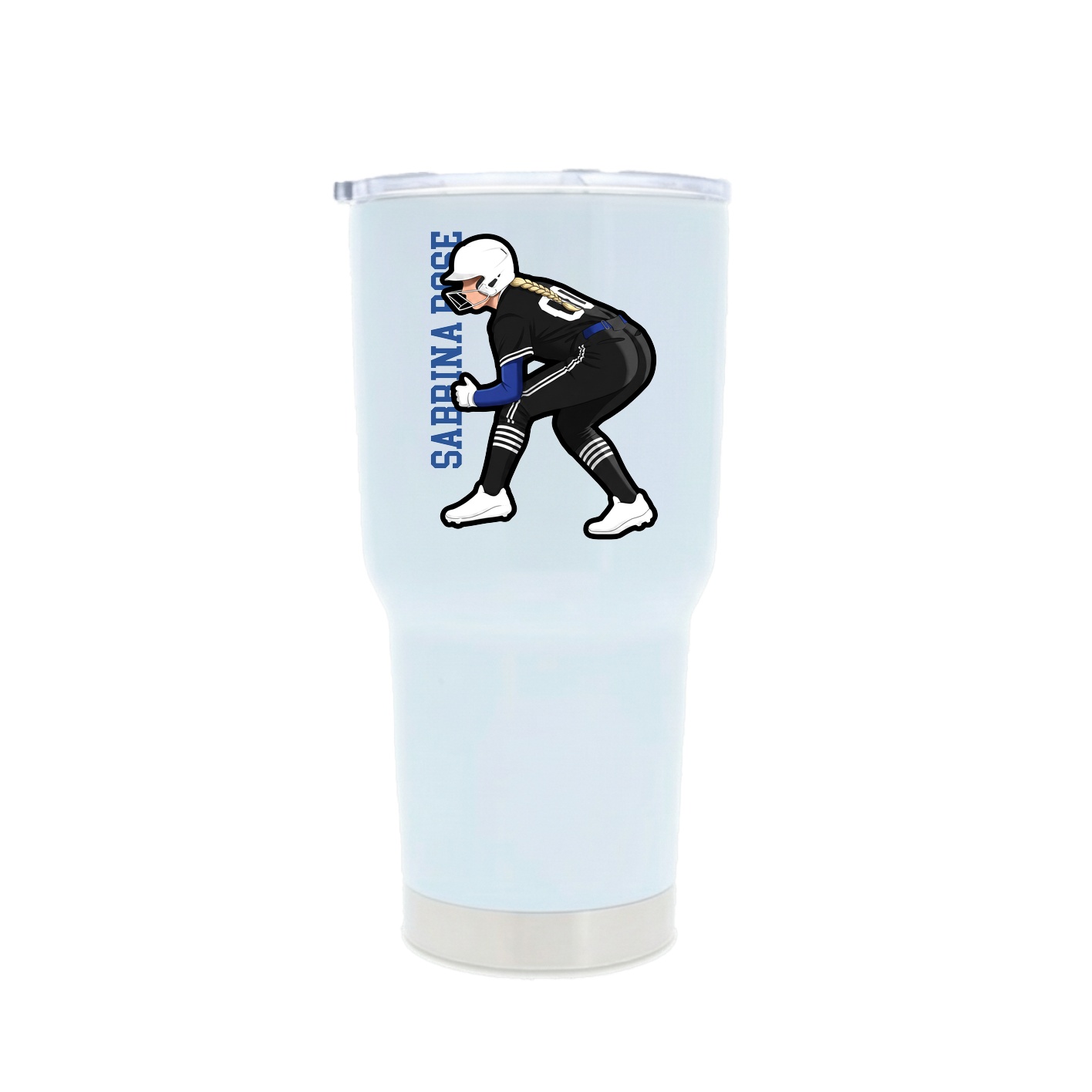 30oz Stainless Steel Tumbler — Name Vertical in White