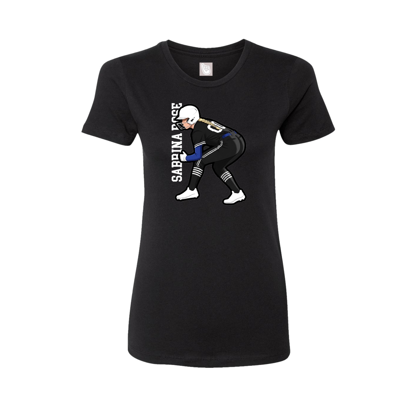 Womens Tee — Name Vertical in Black