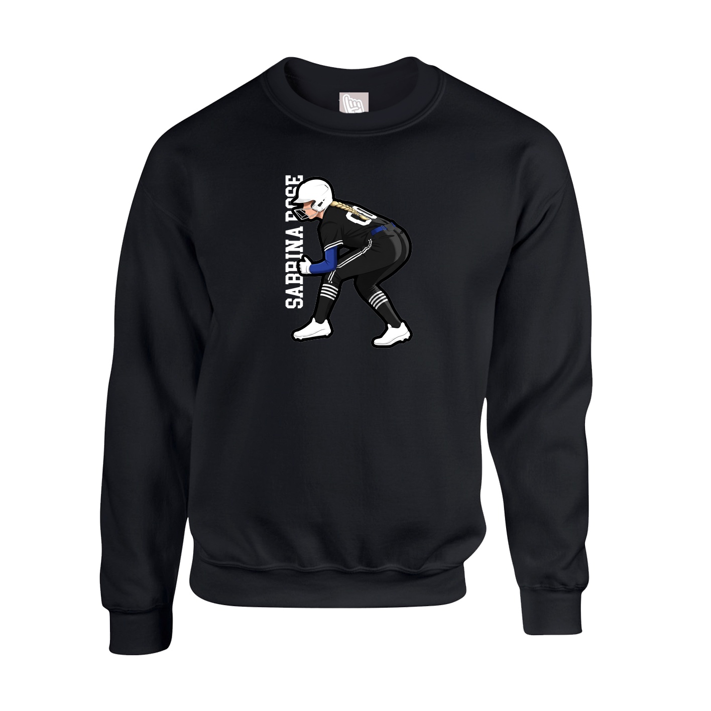 Fleece Crew — Name Vertical in Black