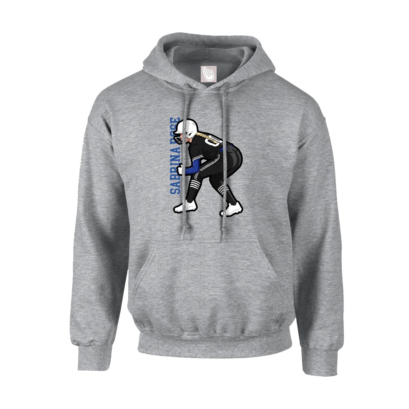 Youth Hoodie — Name Vertical in Grey