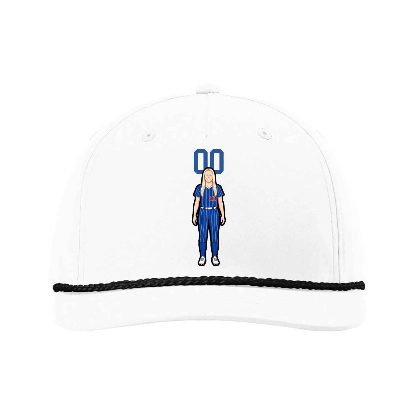Five-Panel Classic Rope Cap — Number Top in White