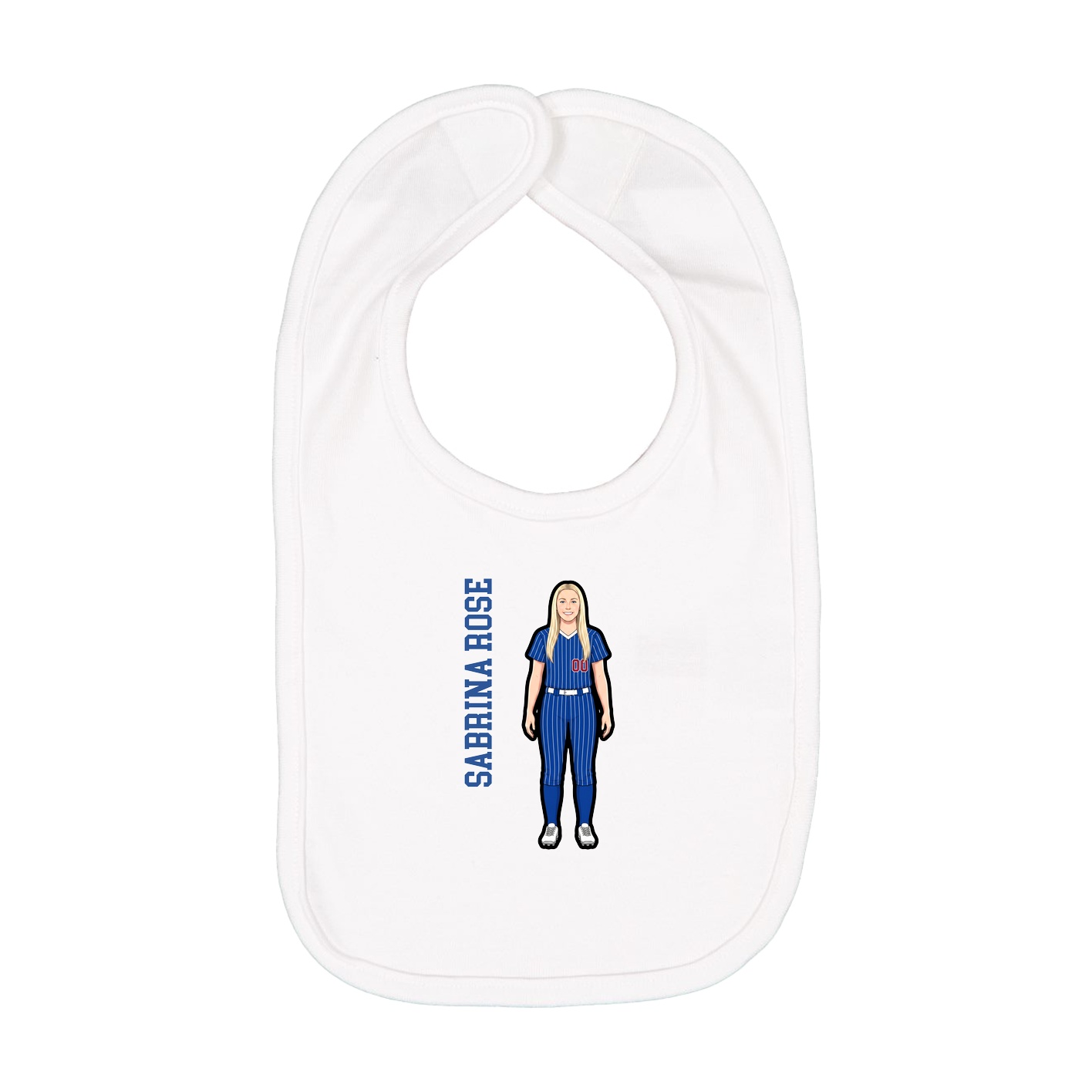 Infant Bib — Name Vertical in White