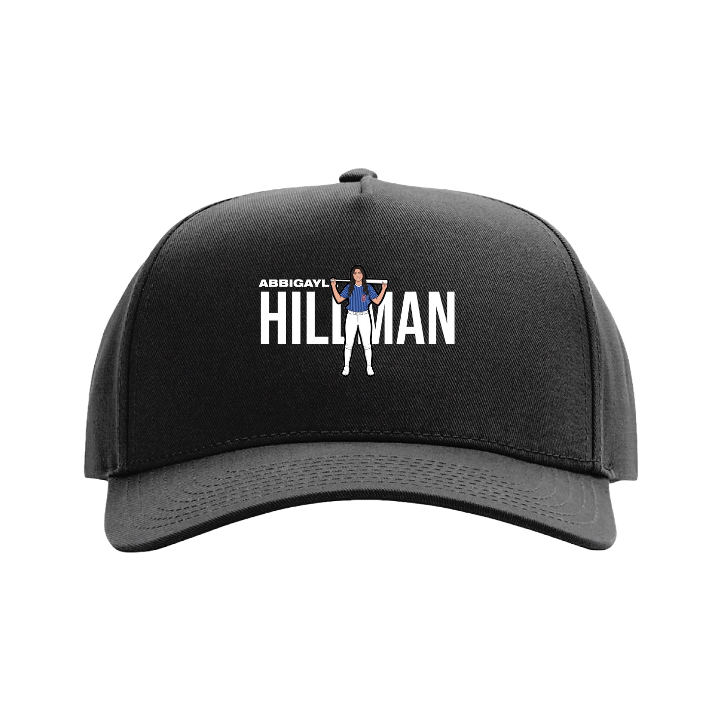 Full Fabric Five-Panel Champ Cap — Player Name in Black