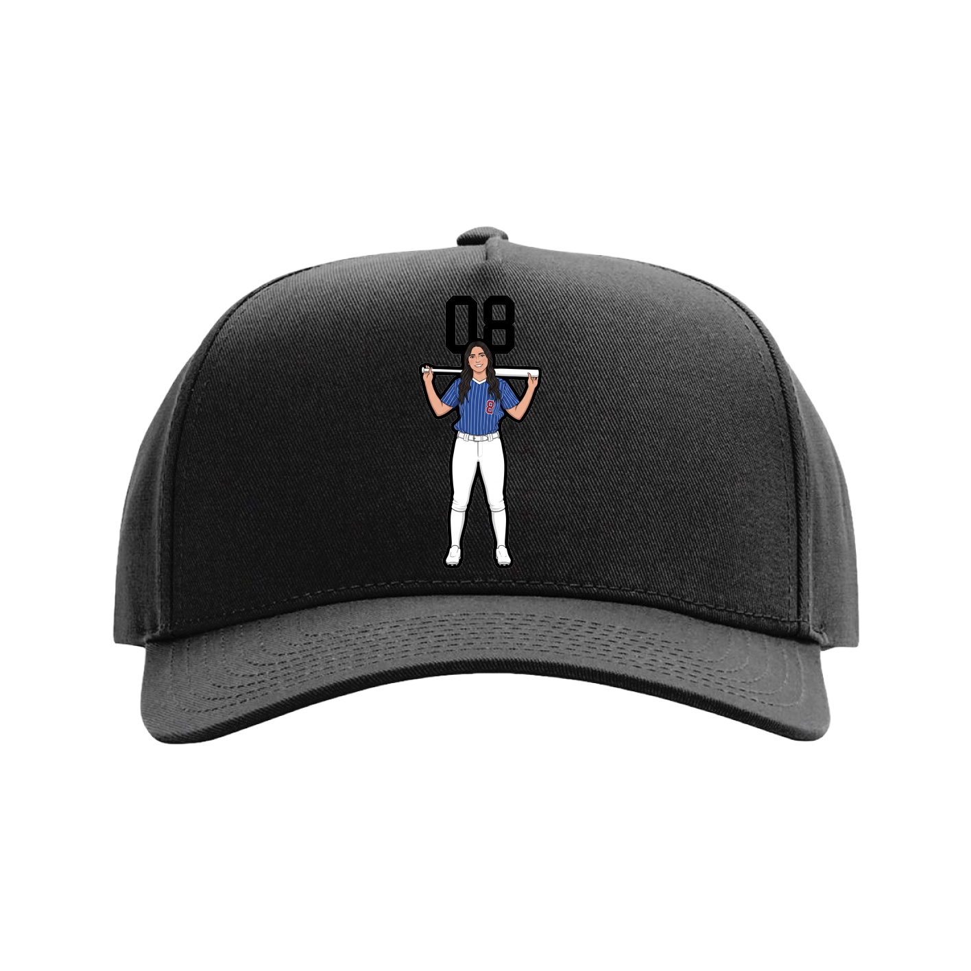 Full Fabric Five-Panel Champ Cap — Number Top in Black