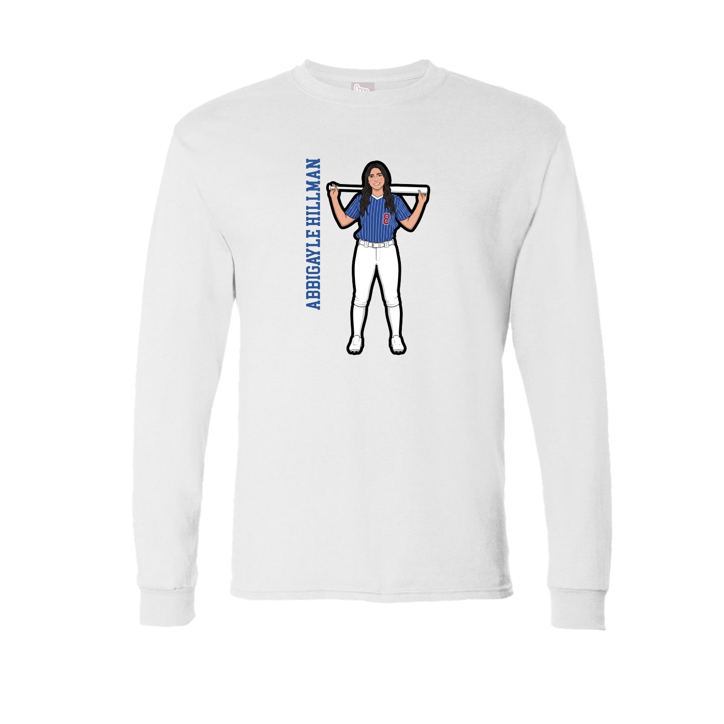 Long Sleeve Tee — Name Vertical in White