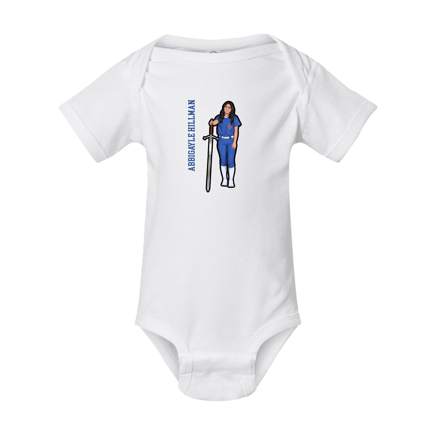 Baby Onesie — Name Vertical in White