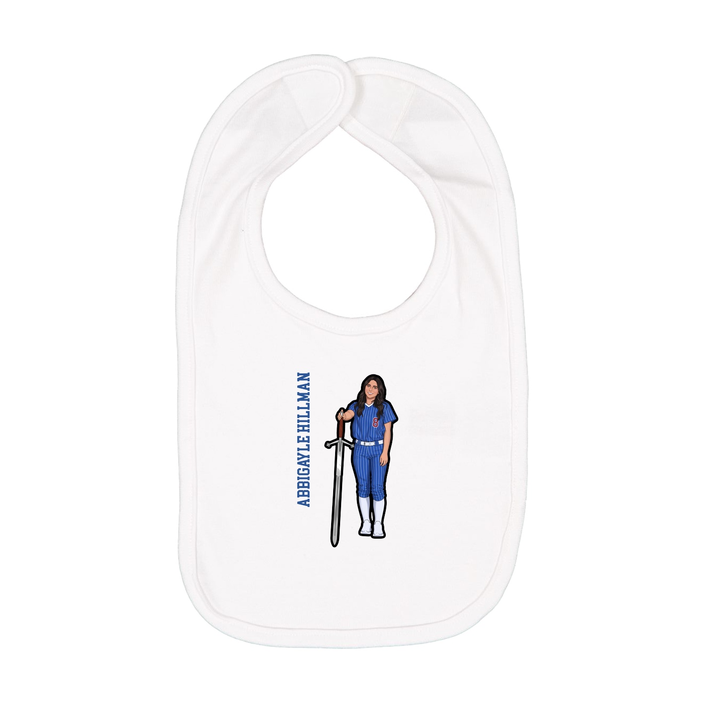 Infant Bib — Name Vertical in White