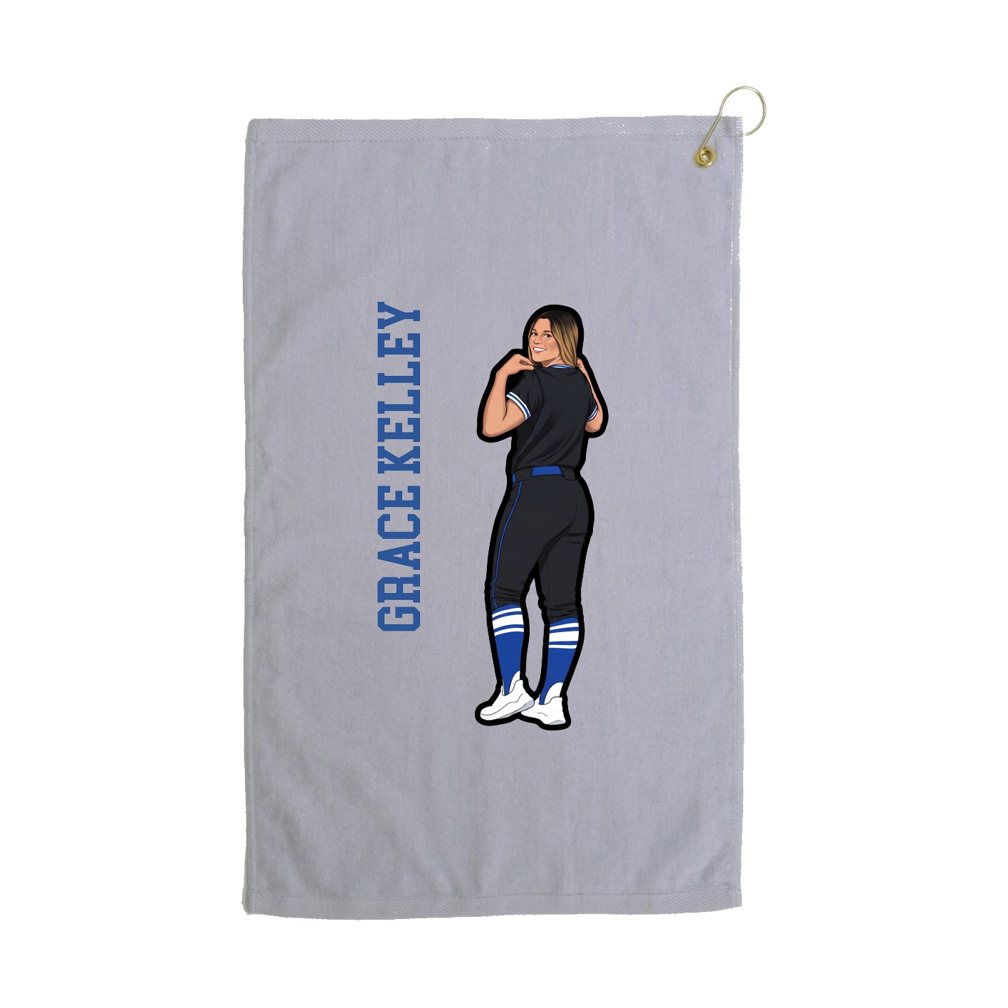 Golf Towel — Name Vertical in Grey