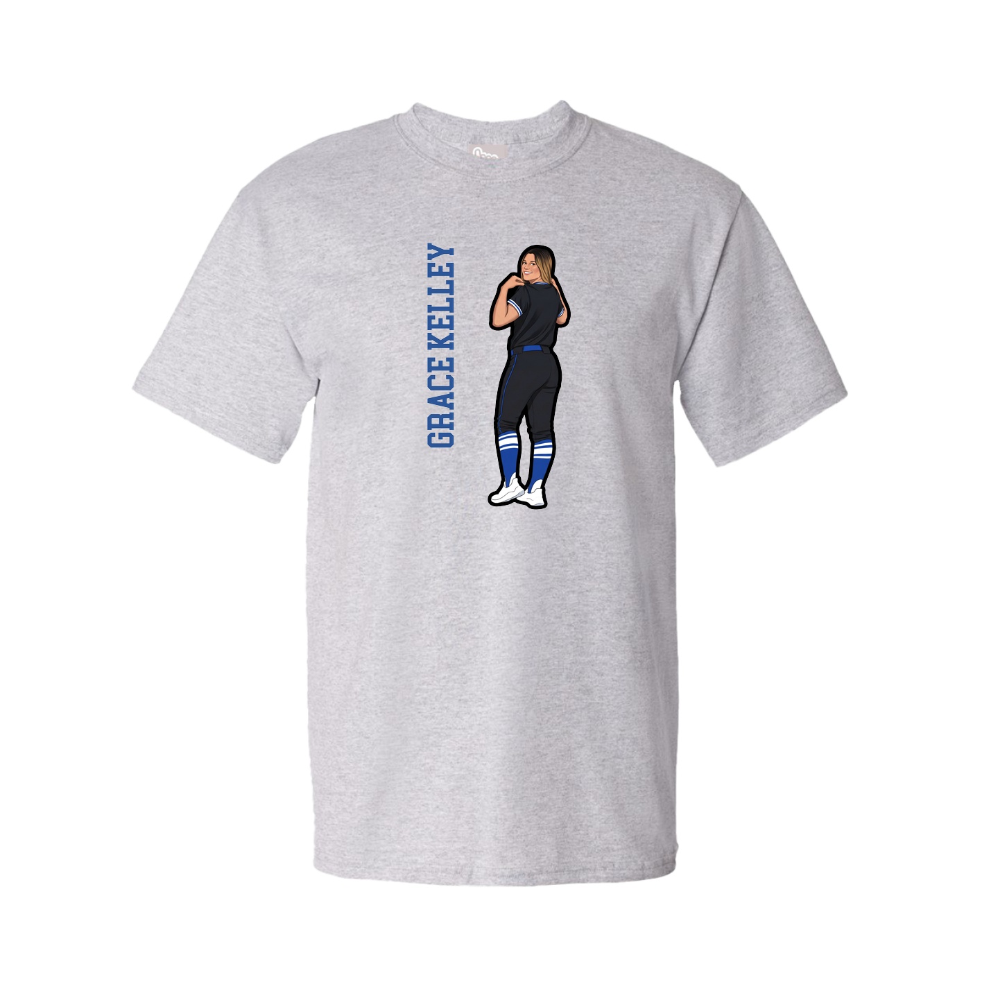 Youth Tee — Name Vertical in Grey