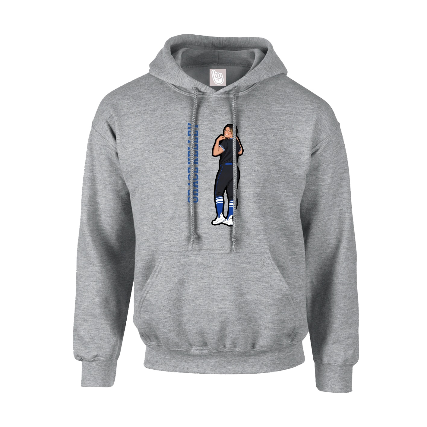 Youth Hoodie — Name Vertical in Grey