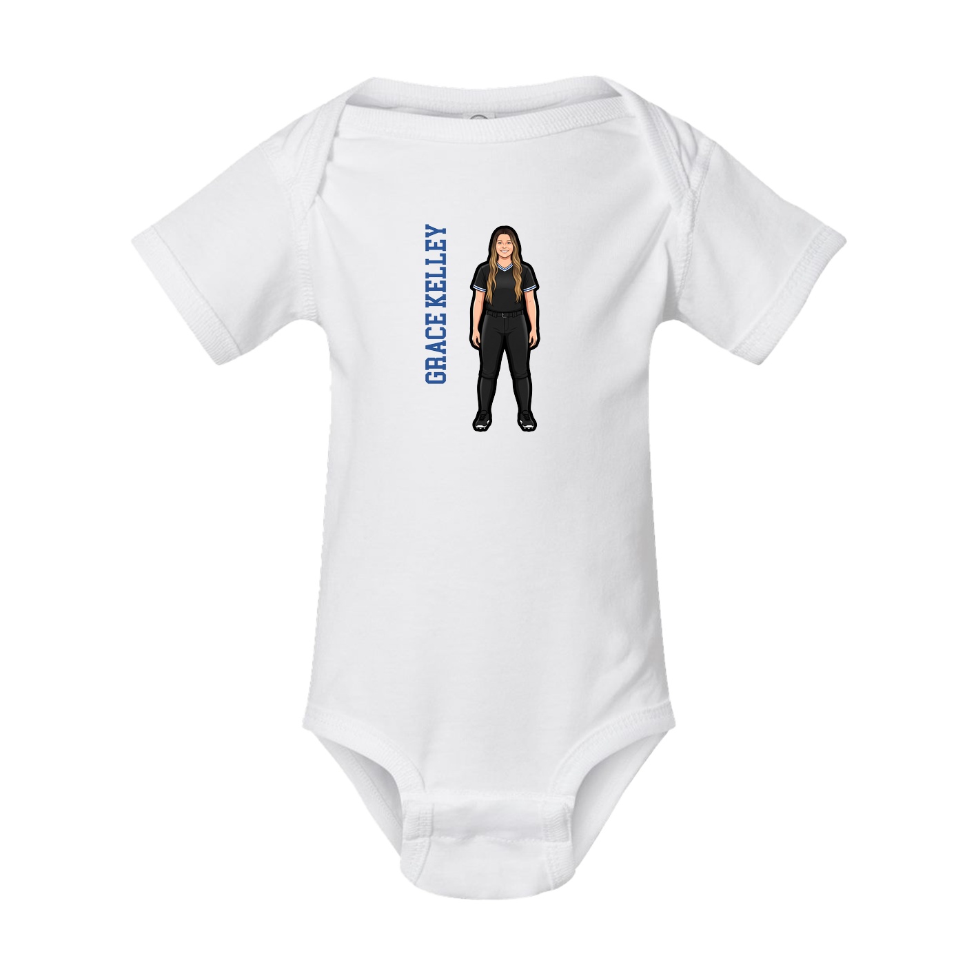 Baby Onesie — Name Vertical in White