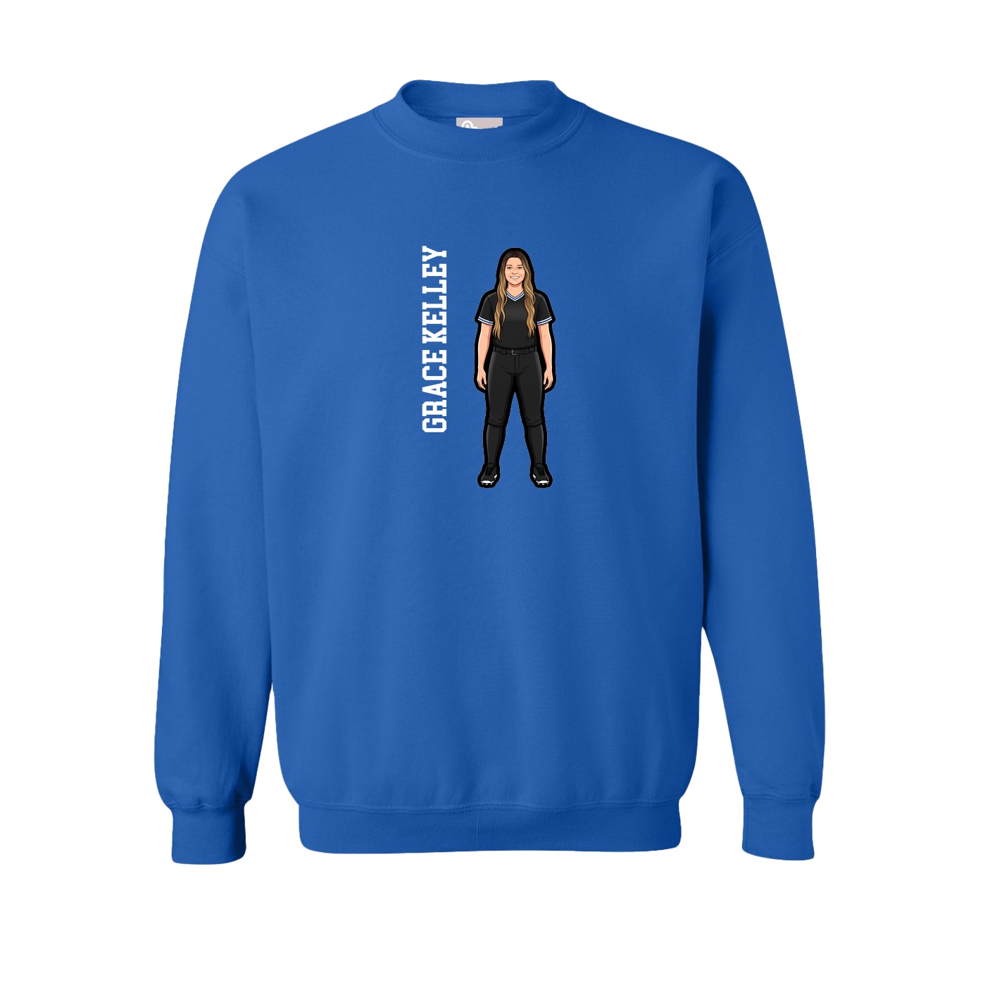 Fleece Crew — Name Vertical in Royal