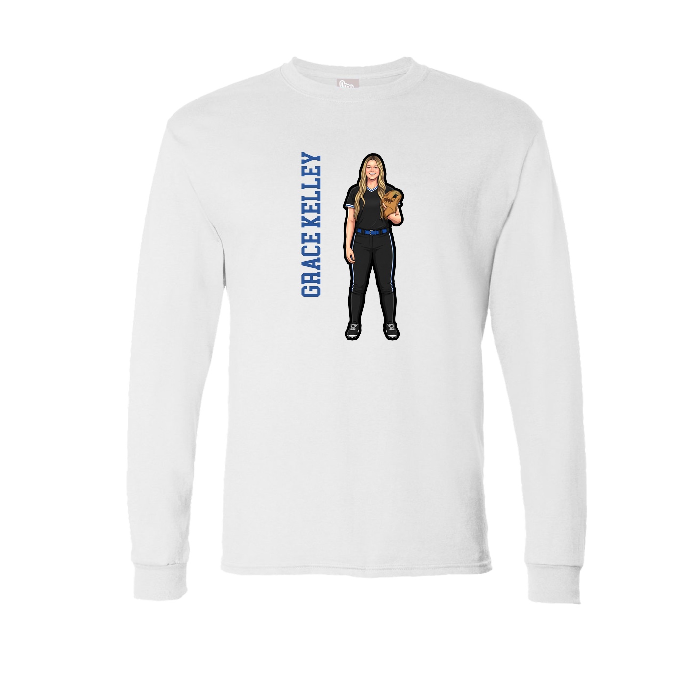 Long Sleeve Tee — Name Vertical in White