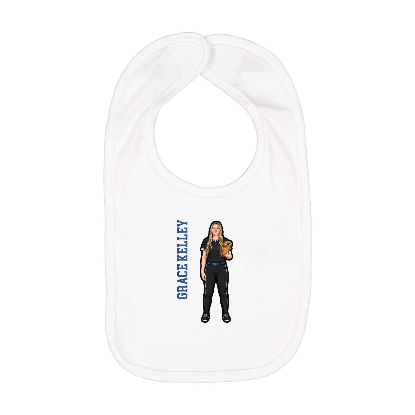 Infant Bib — Name Vertical in White
