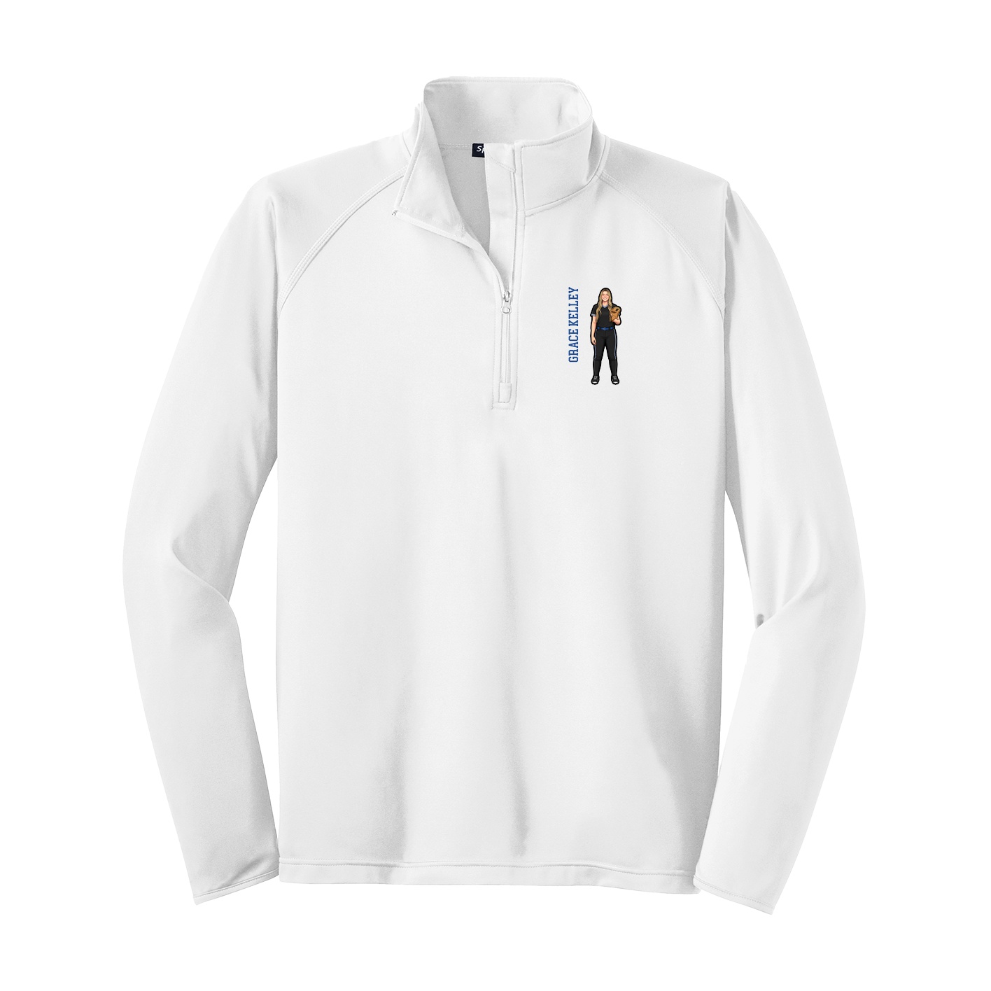 Q-Zip Pullover — Name Vertical in White