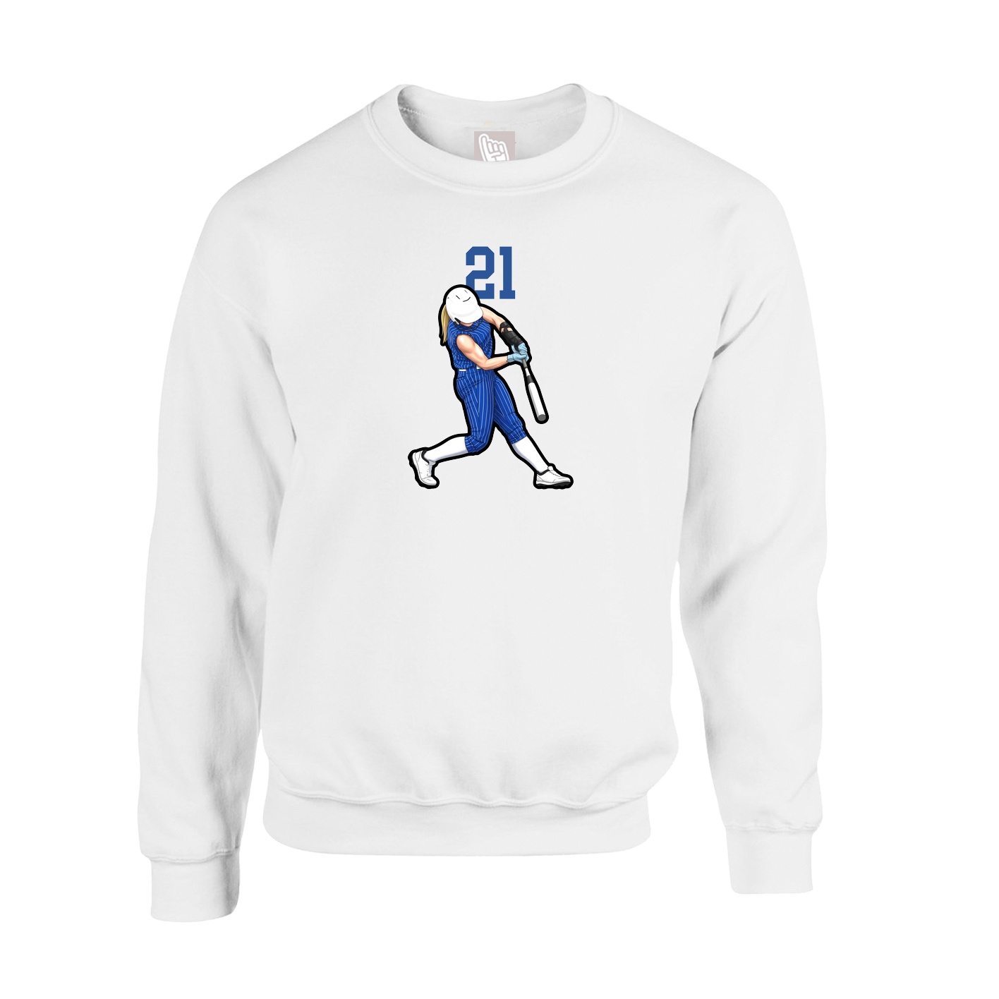 Fleece Crew — Number Top in White