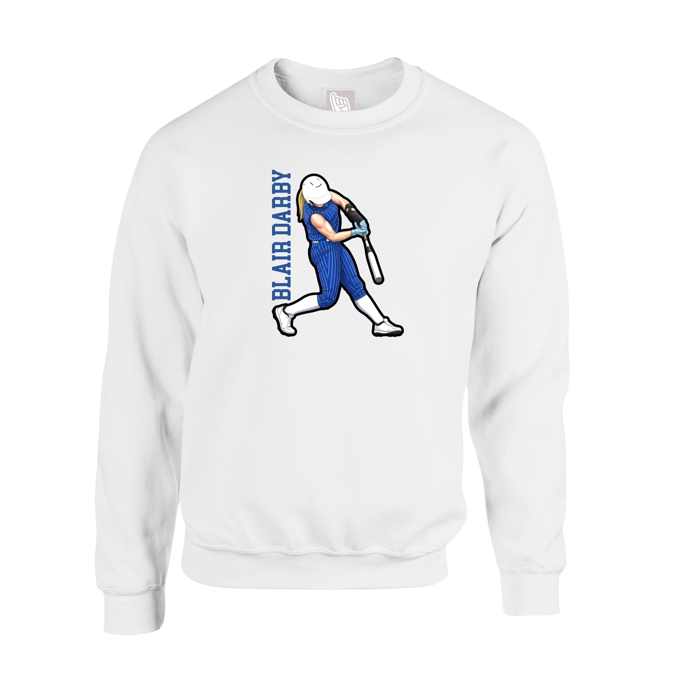 Fleece Crew — Name Vertical in White