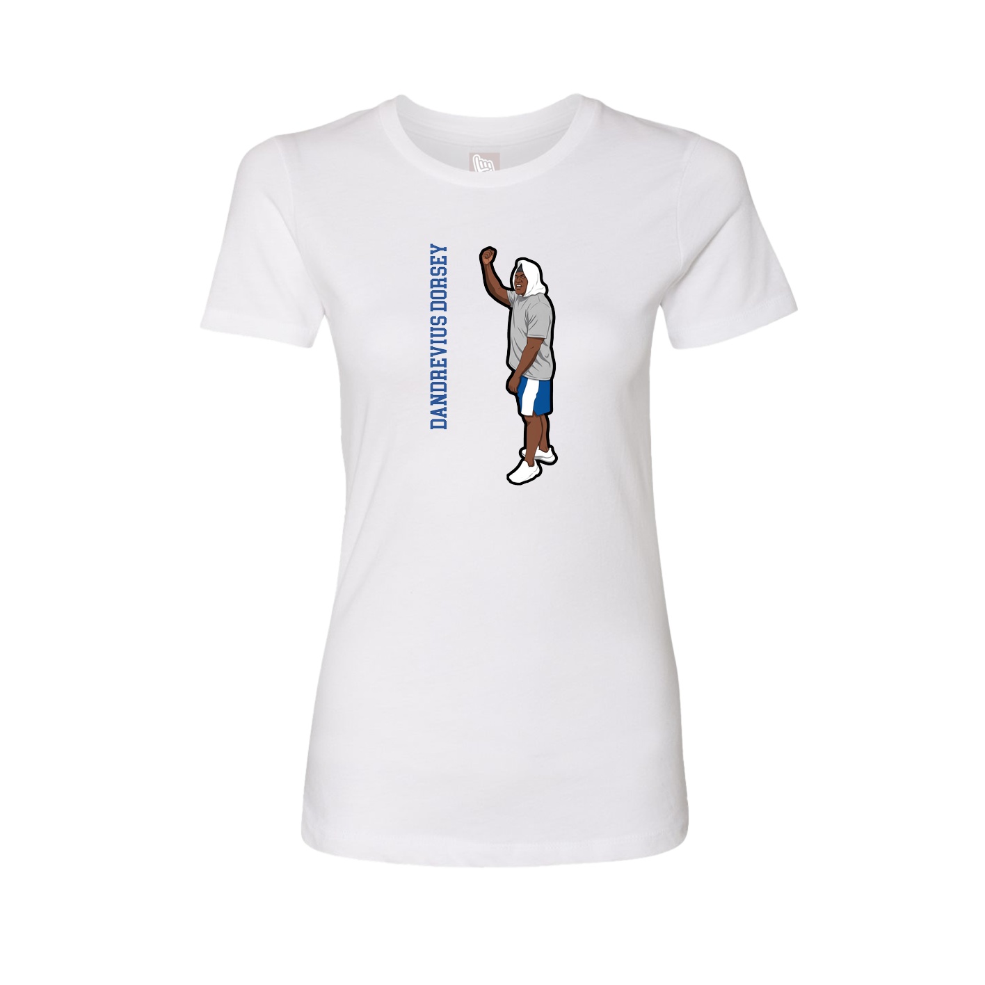 Fitted Women's Tee — Name Vertical in White