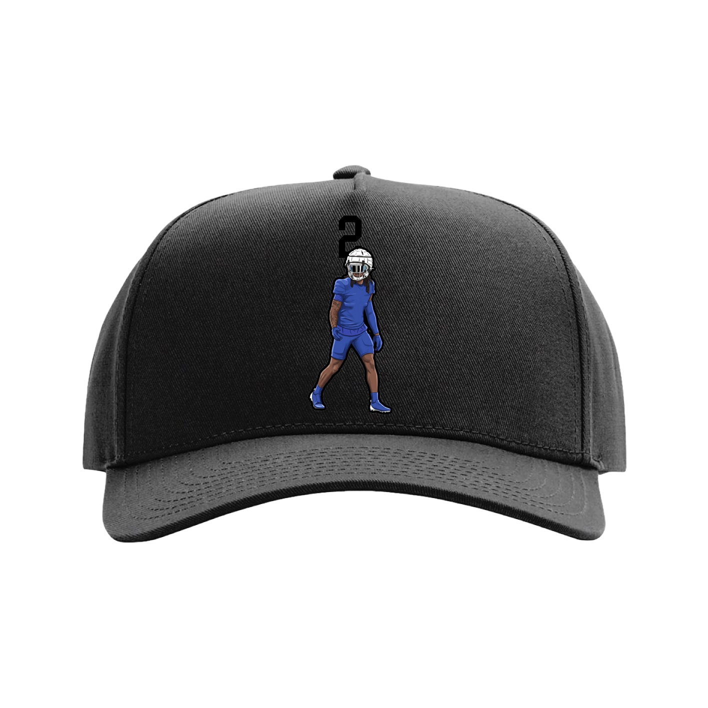 Full Fabric Five-Panel Champ Cap — Number Top in Black