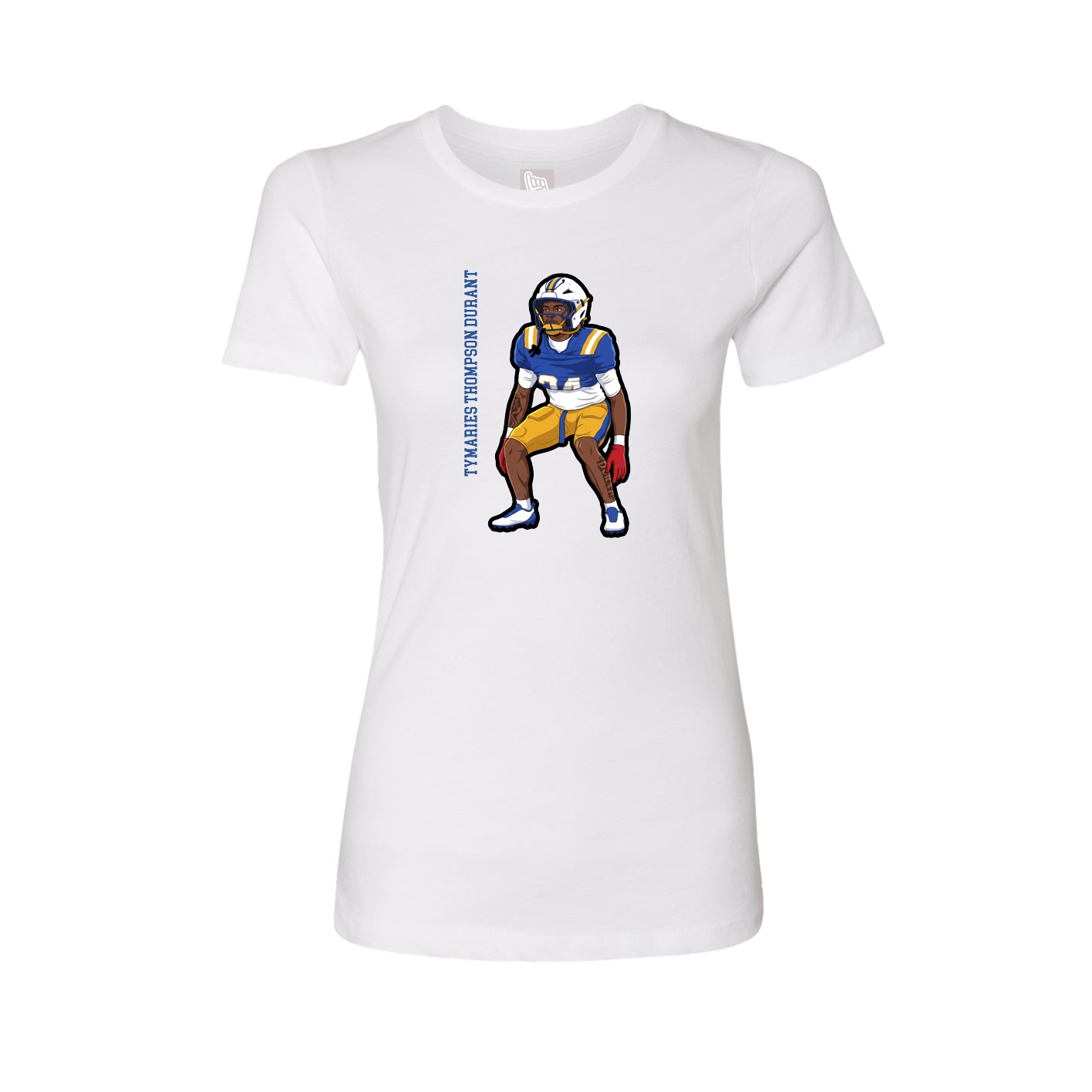 Womens Tee — Name Vertical in White
