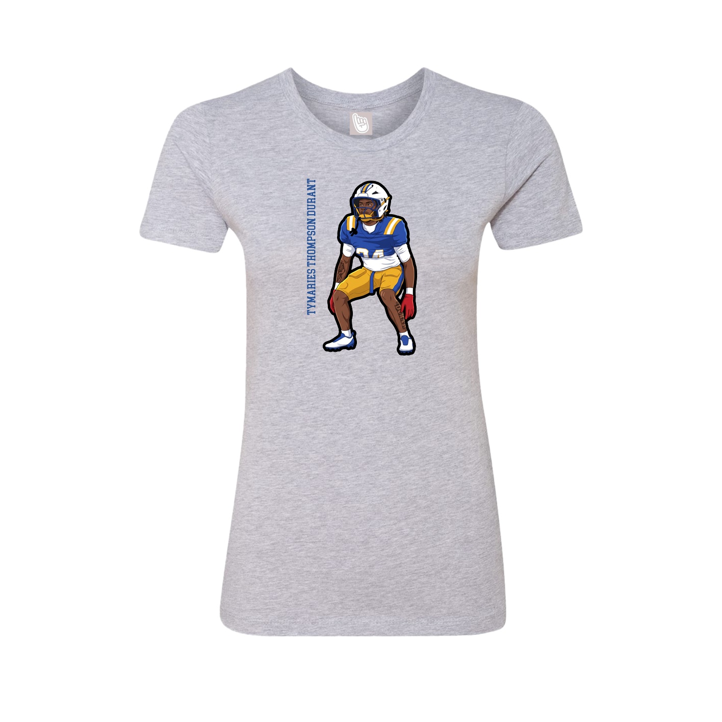 Womens Tee — Name Vertical in Grey