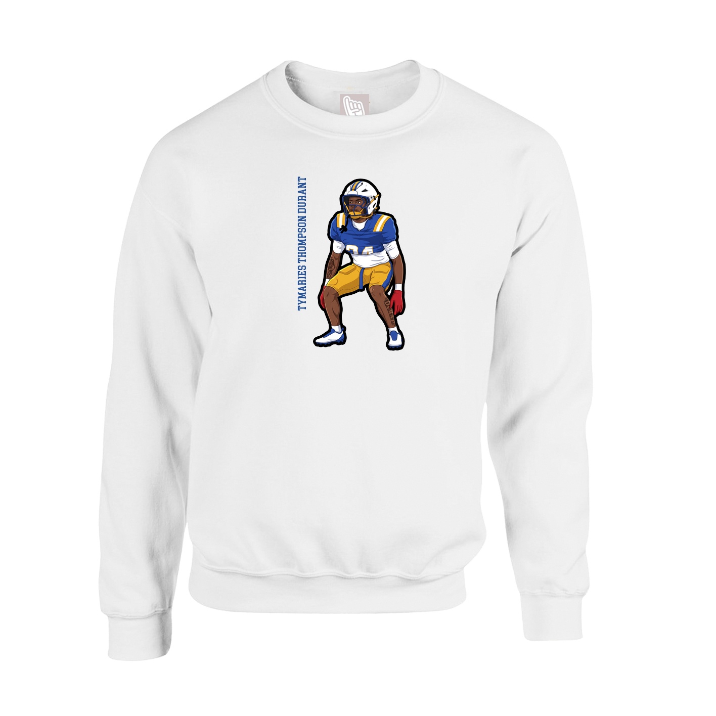 Fleece Crew — Name Vertical in White