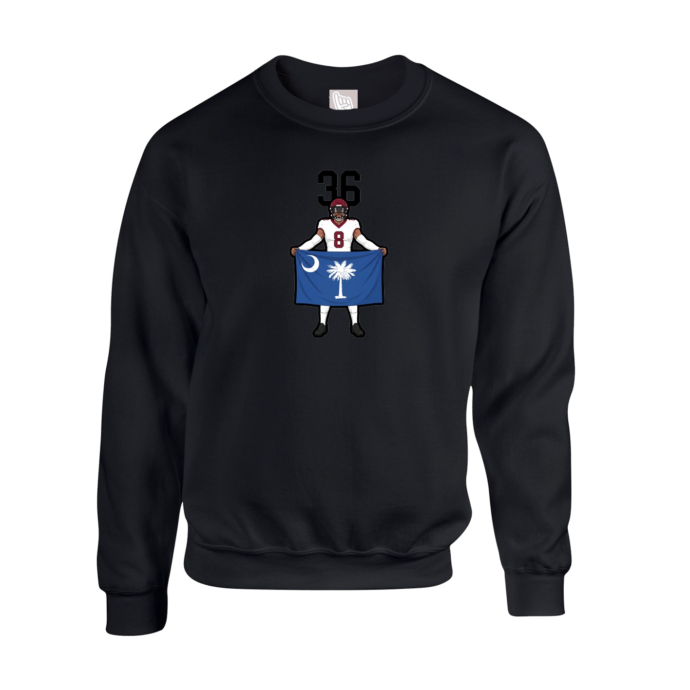 Fleece Crew — Number Top in Black