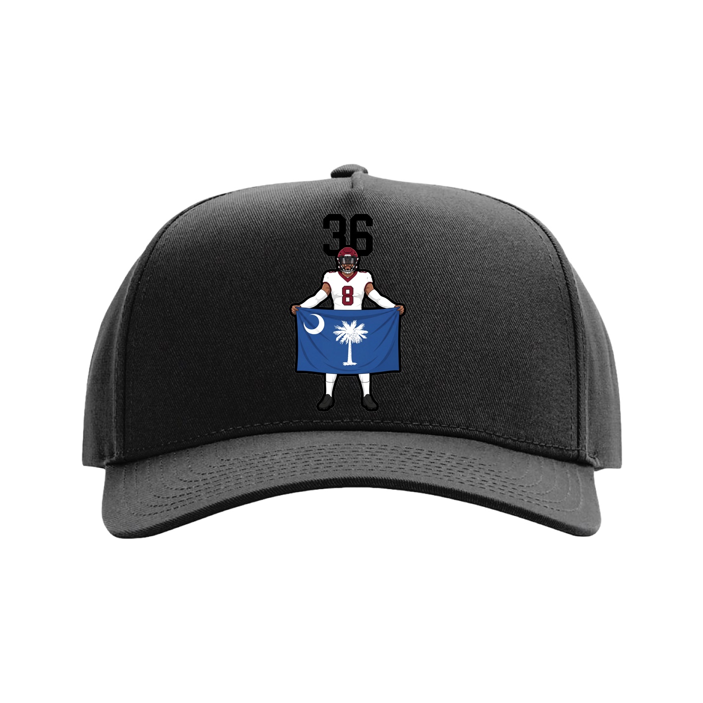 Full Fabric Five-Panel Champ Cap — Number Top in Black