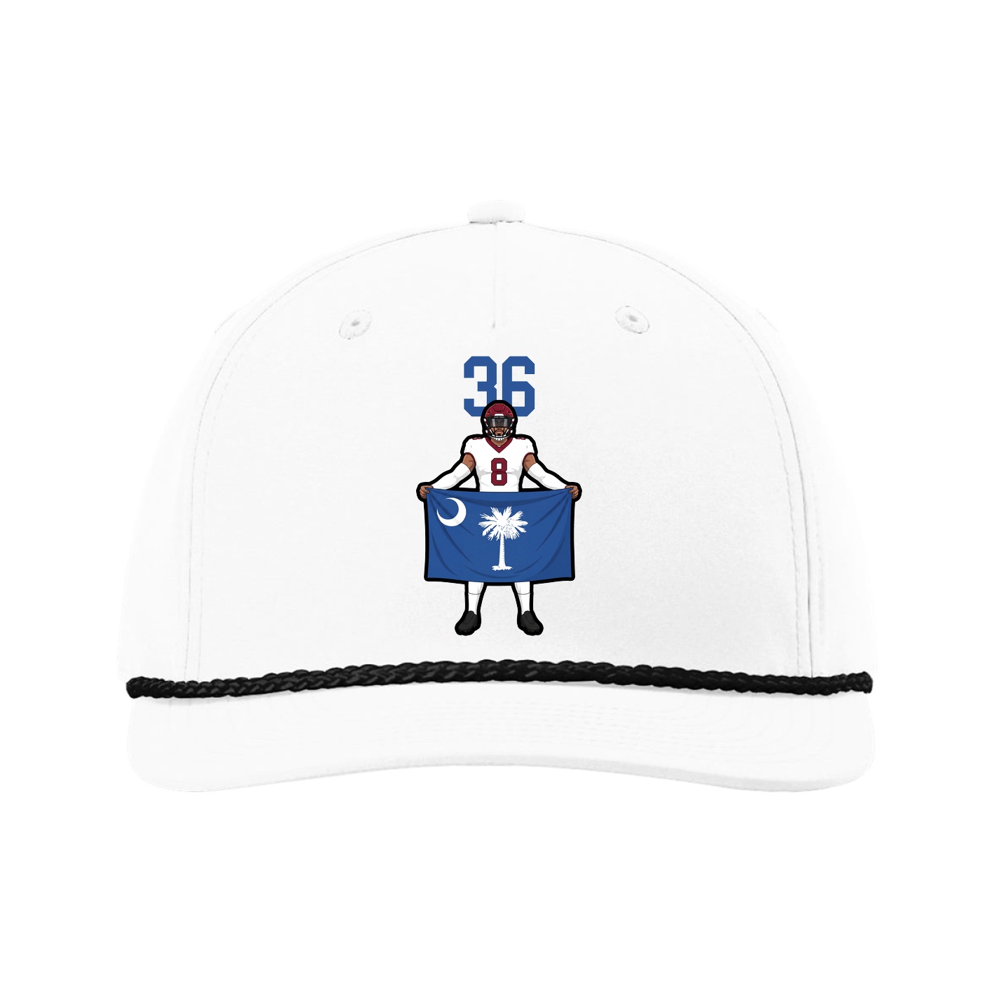 Five-Panel Classic Rope Cap — Number Top in White