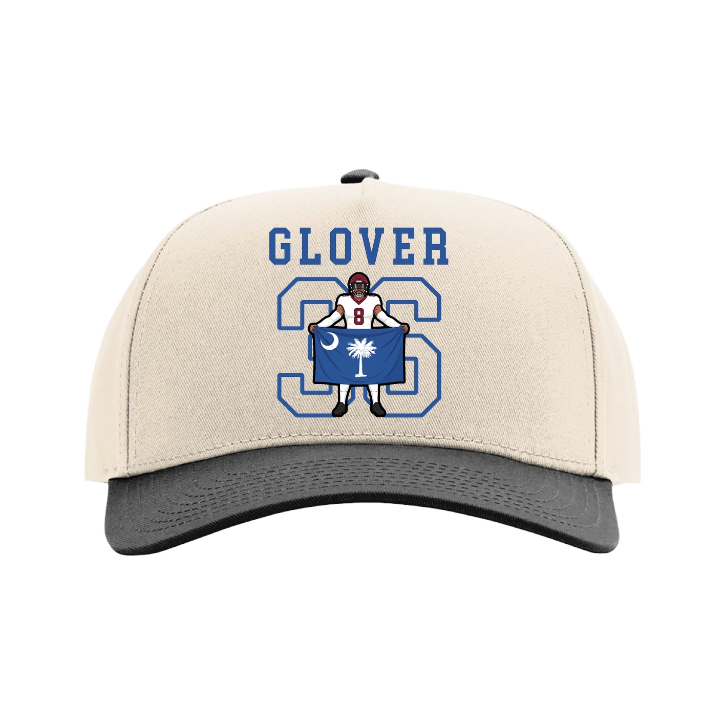 Full Fabric Five-Panel Champ Cap — Shirsey in Cream/Black
