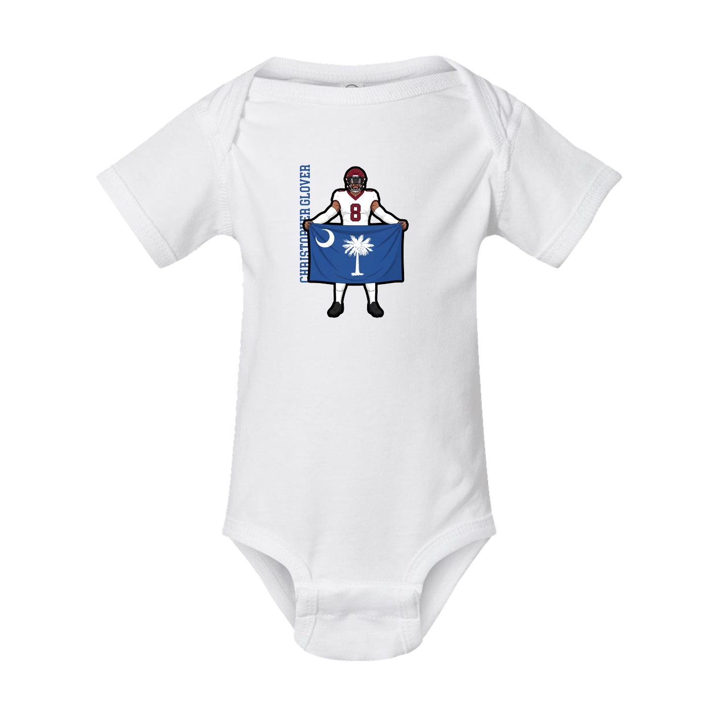 Baby Onesie — Name Vertical in White
