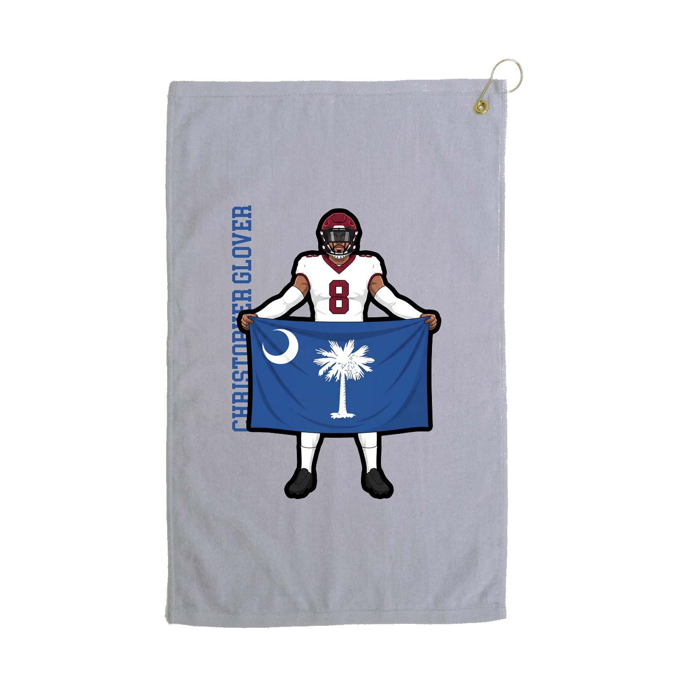 Golf Towel — Name Vertical in Grey