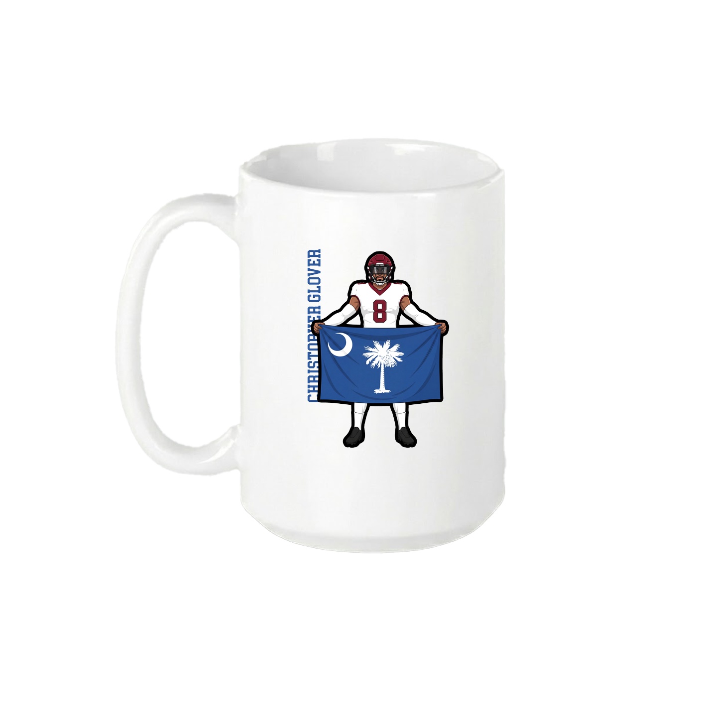 15oz Coffee Mug — Name Vertical in White