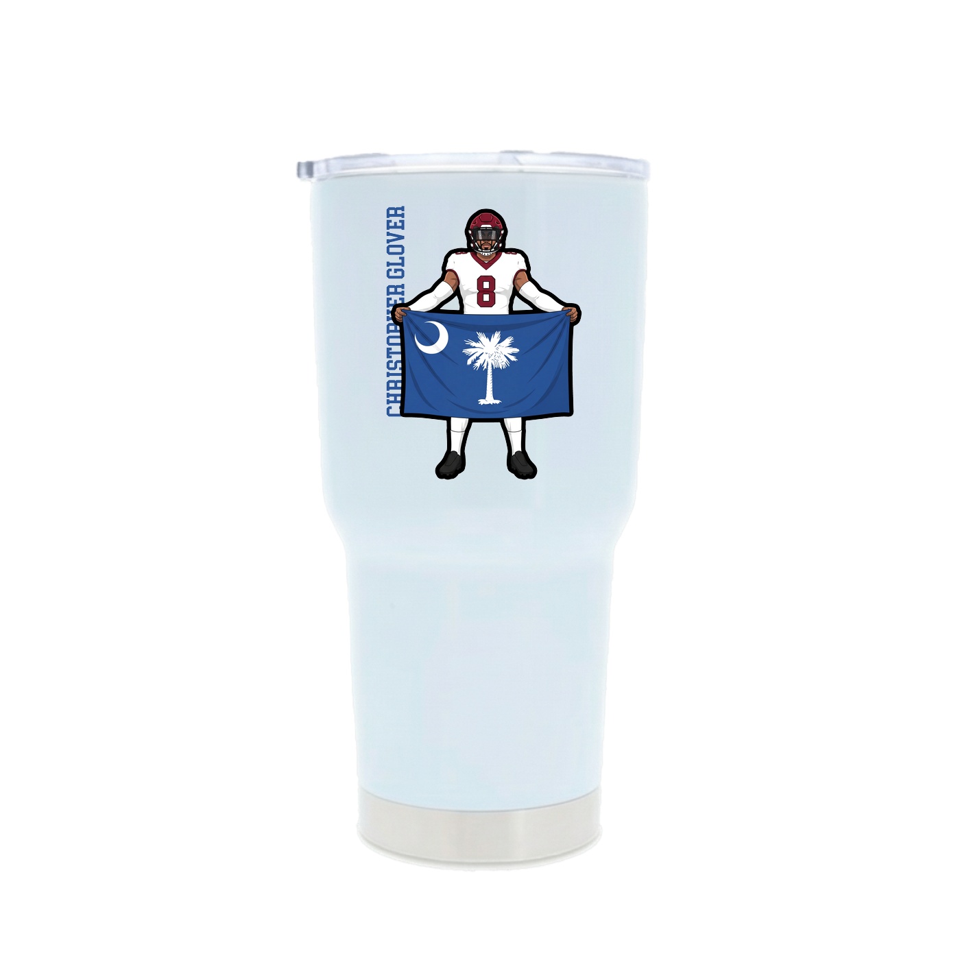30oz Stainless Steel Tumbler — Name Vertical in White