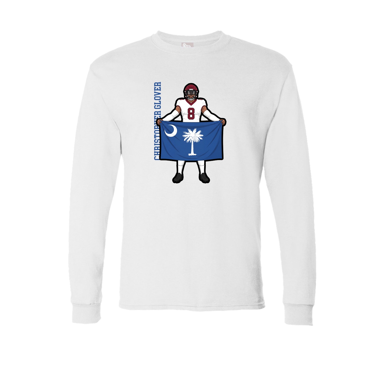 Long Sleeve Tee — Name Vertical in White