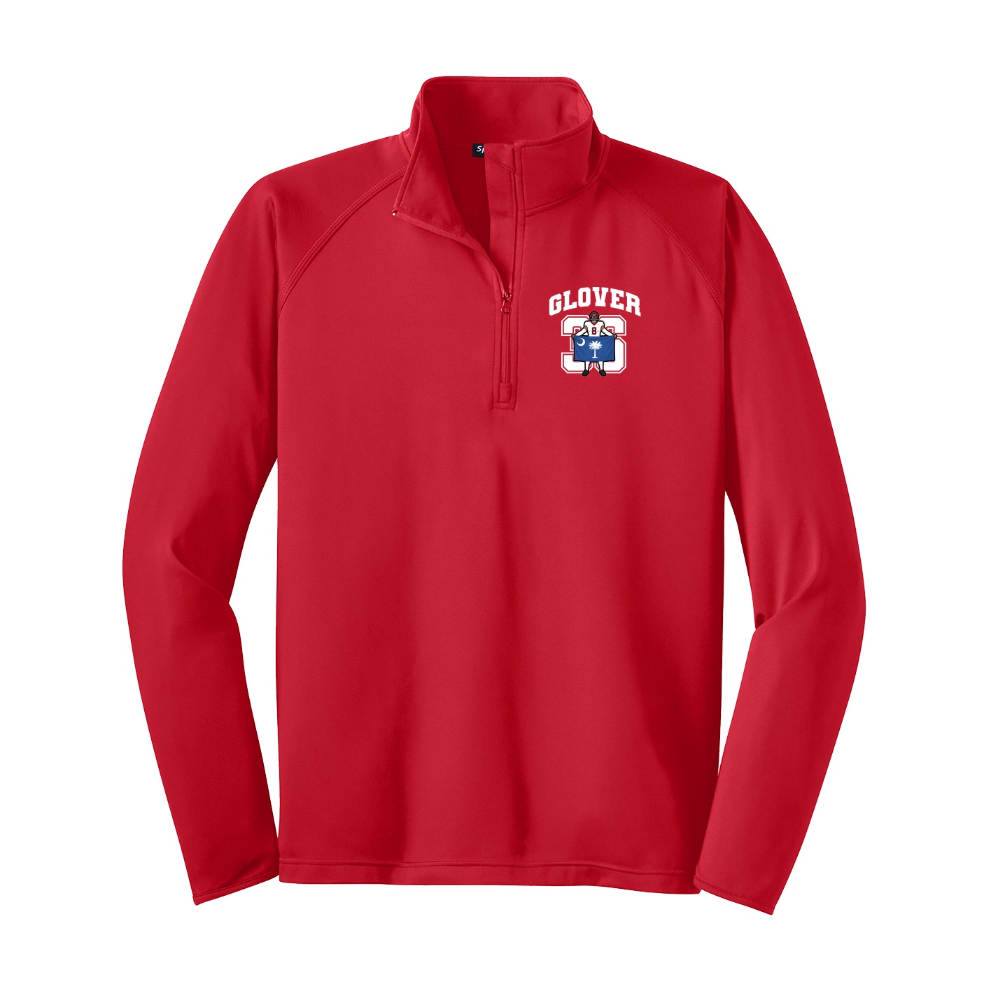Q-Zip Pullover — Number in Red