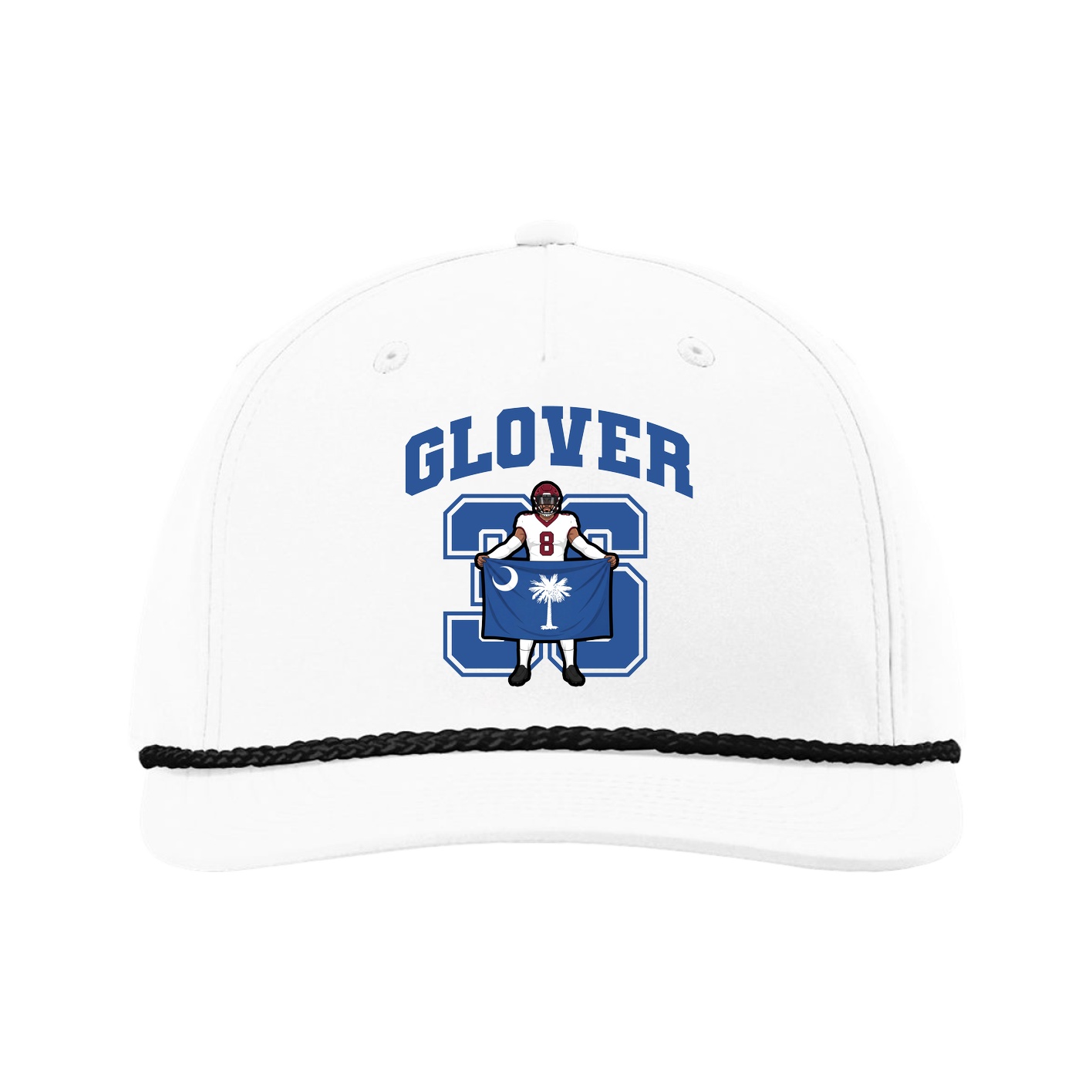 Five-Panel Classic Rope Cap — Number in White