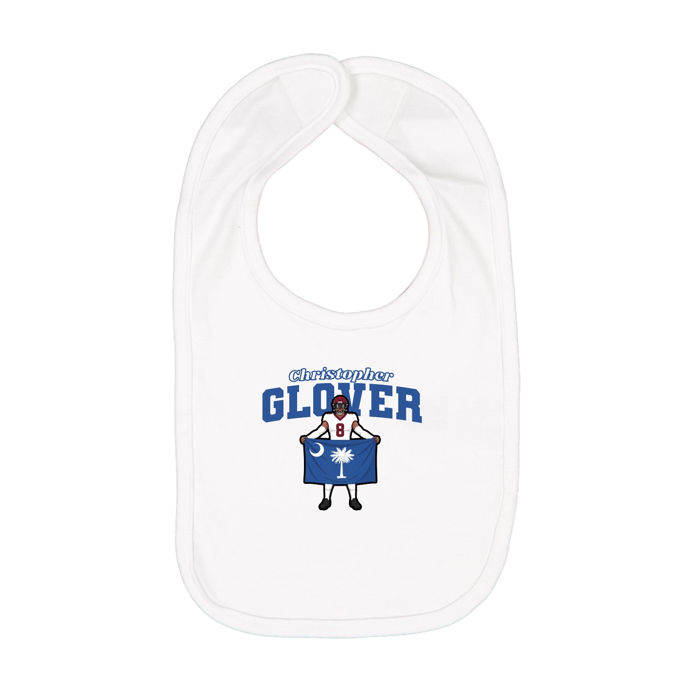 Infant Bib — Name Arch in White