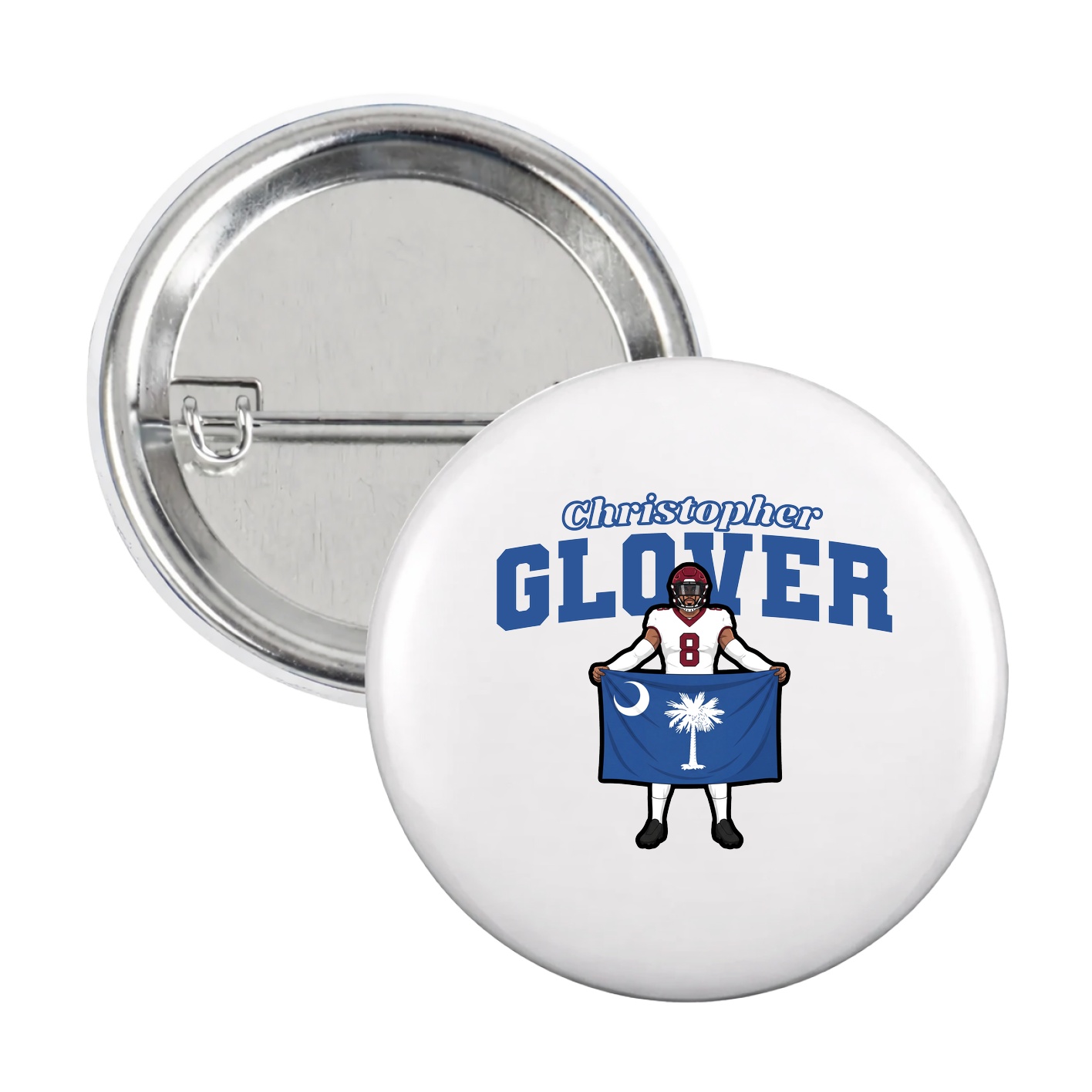 Game Day Button — Name Arch in White
