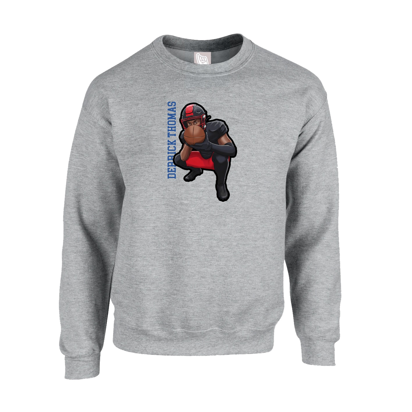 Fleece Crew — Name Vertical in Grey
