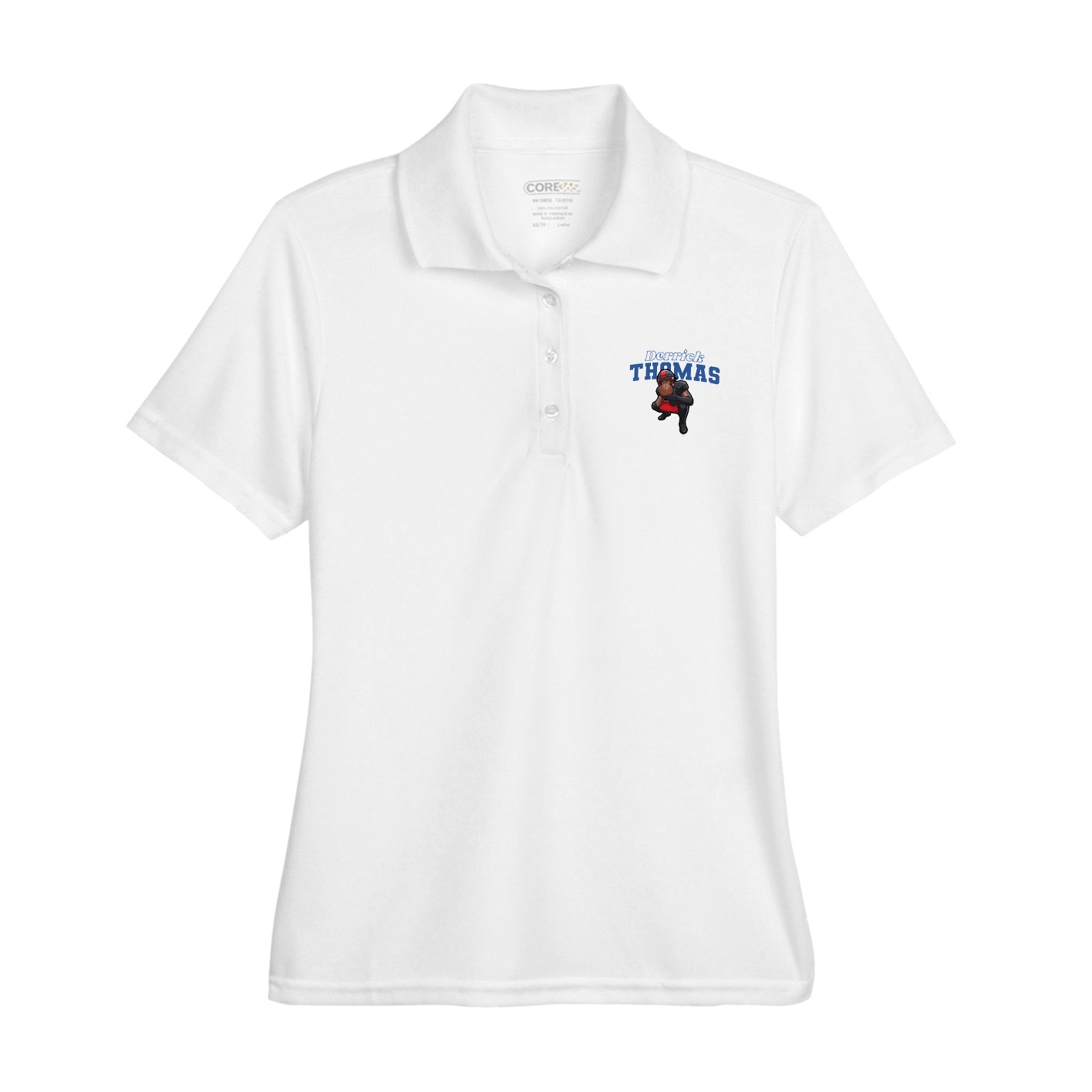 Womens Performance Polo — Name Arch in White