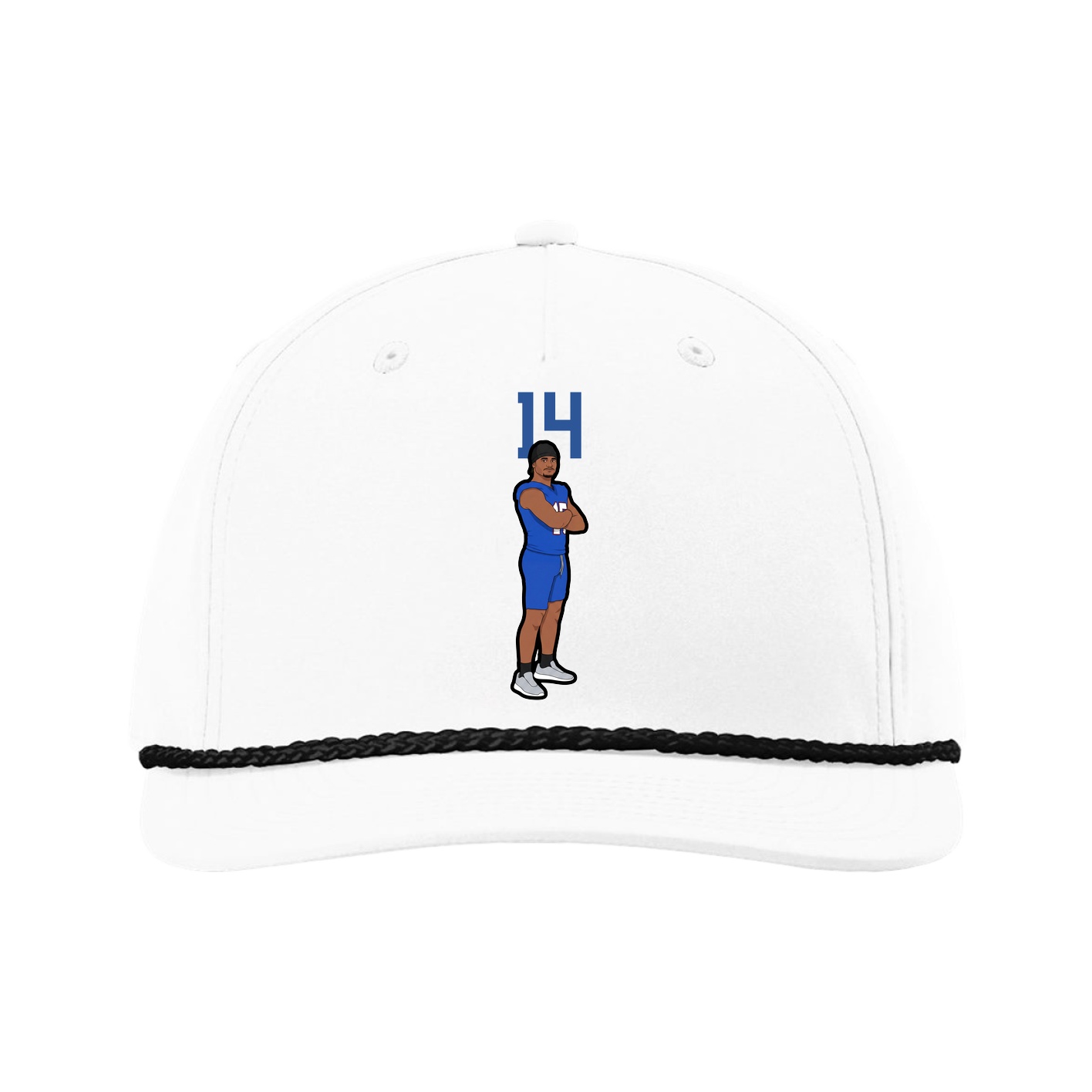 Five-Panel Classic Rope Cap — Number Top in White